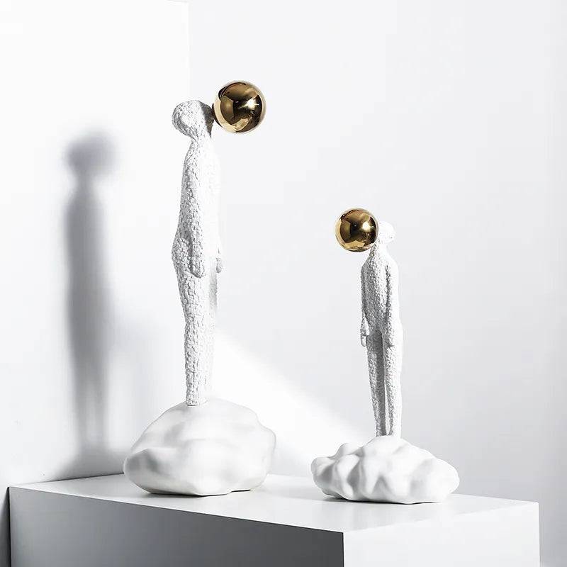 White & Gold Resin Figurative Sculpture - Large Fc-Sz2181A -  Home Decor Figurines - ebarza Furniture UAE | Shop Modern Furniture in Abu Dhabi & Dubai - مفروشات ايبازرا في الامارات | تسوق اثاث عصري وديكورات مميزة في دبي وابوظبي