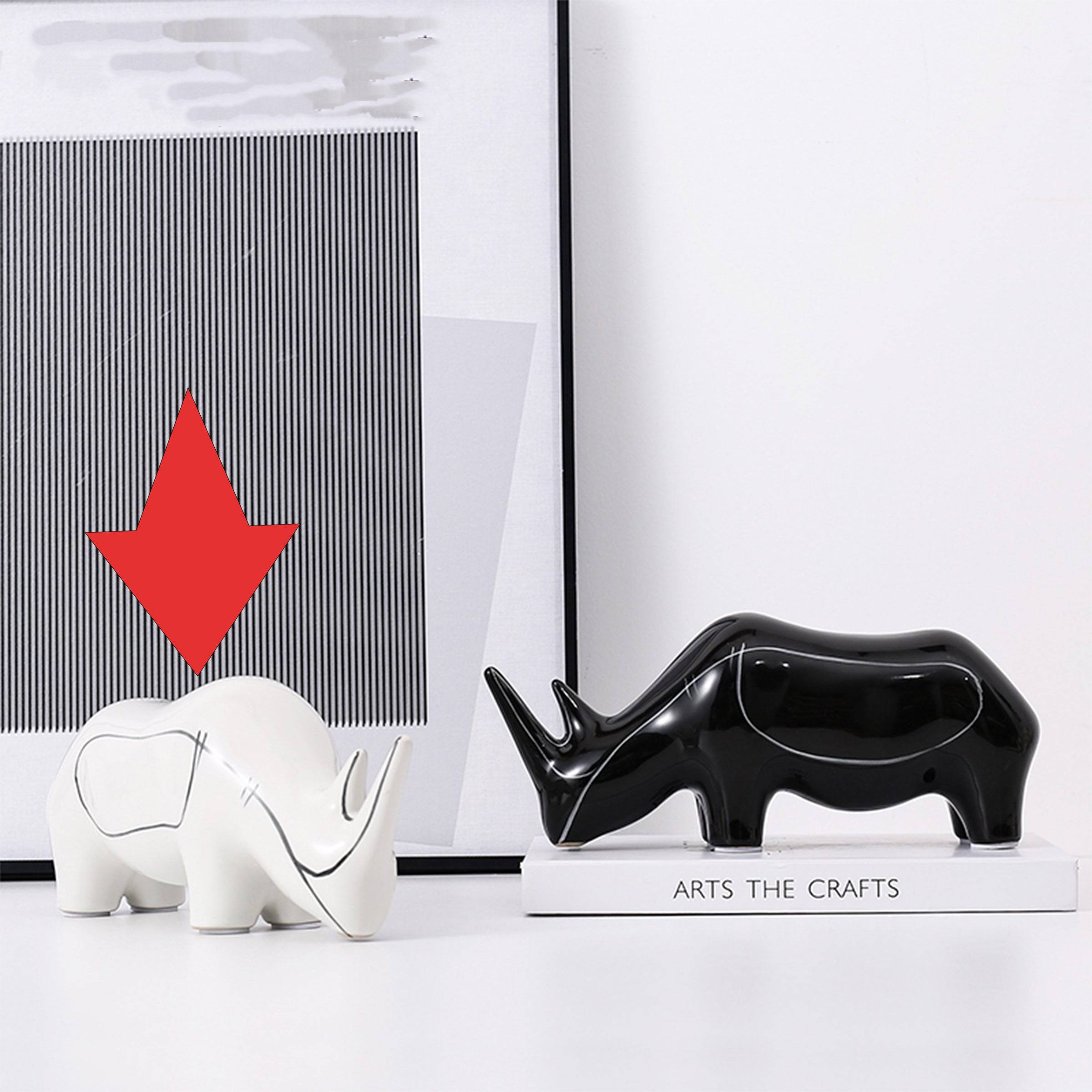 White Hand Painted Rhino Ornament-B Fa-D21084B -  Home Decor Figurines - ebarza Furniture UAE | Shop Modern Furniture in Abu Dhabi & Dubai - مفروشات ايبازرا في الامارات | تسوق اثاث عصري وديكورات مميزة في دبي وابوظبي