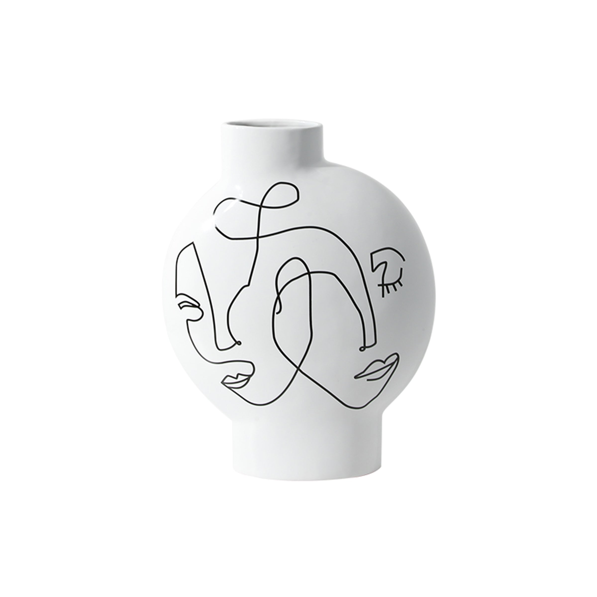 White Hand Painted Vase-A Fa-D21102A -  Vases - ebarza Furniture UAE | Shop Modern Furniture in Abu Dhabi & Dubai - مفروشات ايبازرا في الامارات | تسوق اثاث عصري وديكورات مميزة في دبي وابوظبي