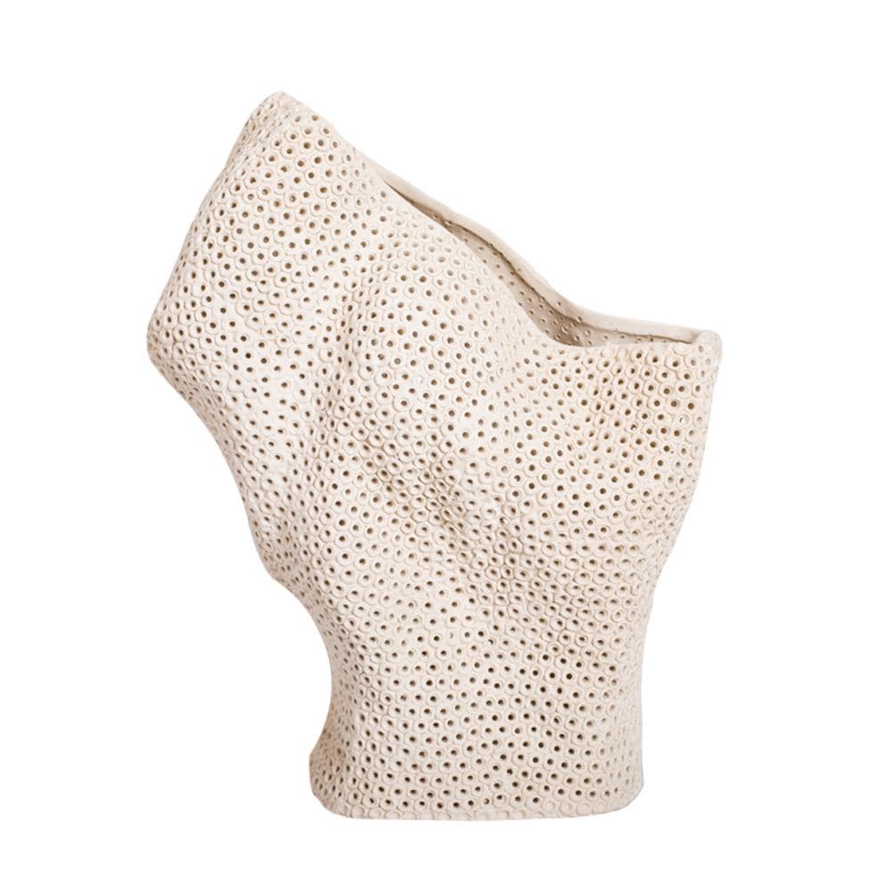 White Handmade Vase -A Fa-D2130A -  Vases - ebarza Furniture UAE | Shop Modern Furniture in Abu Dhabi & Dubai - مفروشات ايبازرا في الامارات | تسوق اثاث عصري وديكورات مميزة في دبي وابوظبي