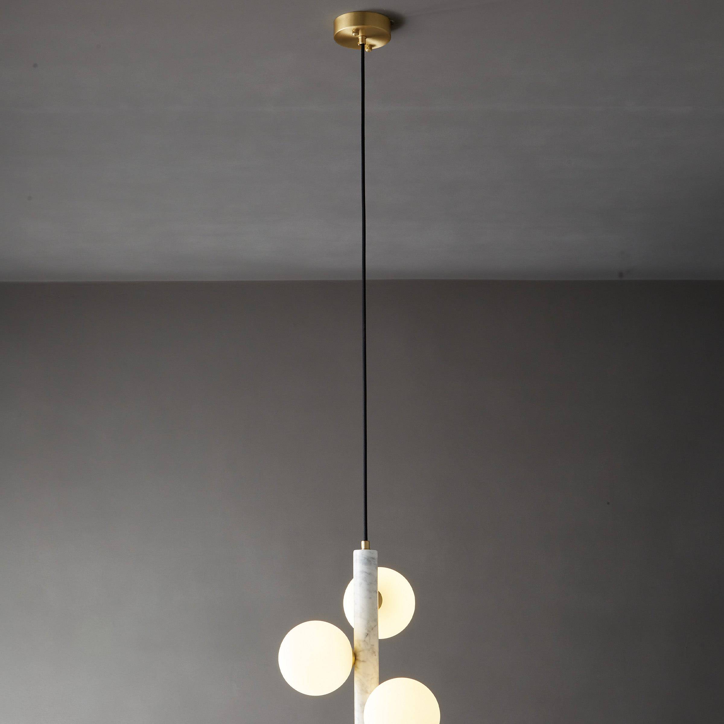 White Marble Pendant Lamp 7702-3-We -  Pendant Lamps - ebarza Furniture UAE | Shop Modern Furniture in Abu Dhabi & Dubai - مفروشات ايبازرا في الامارات | تسوق اثاث عصري وديكورات مميزة في دبي وابوظبي