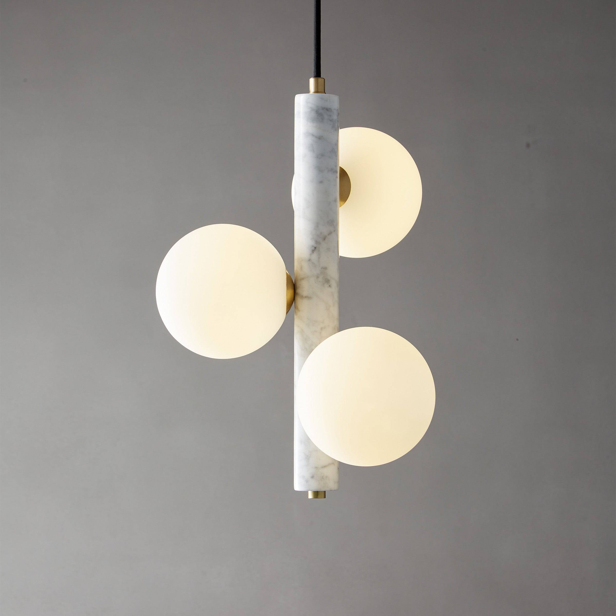 White Marble Pendant Lamp 7702-3-We -  Pendant Lamps - ebarza Furniture UAE | Shop Modern Furniture in Abu Dhabi & Dubai - مفروشات ايبازرا في الامارات | تسوق اثاث عصري وديكورات مميزة في دبي وابوظبي