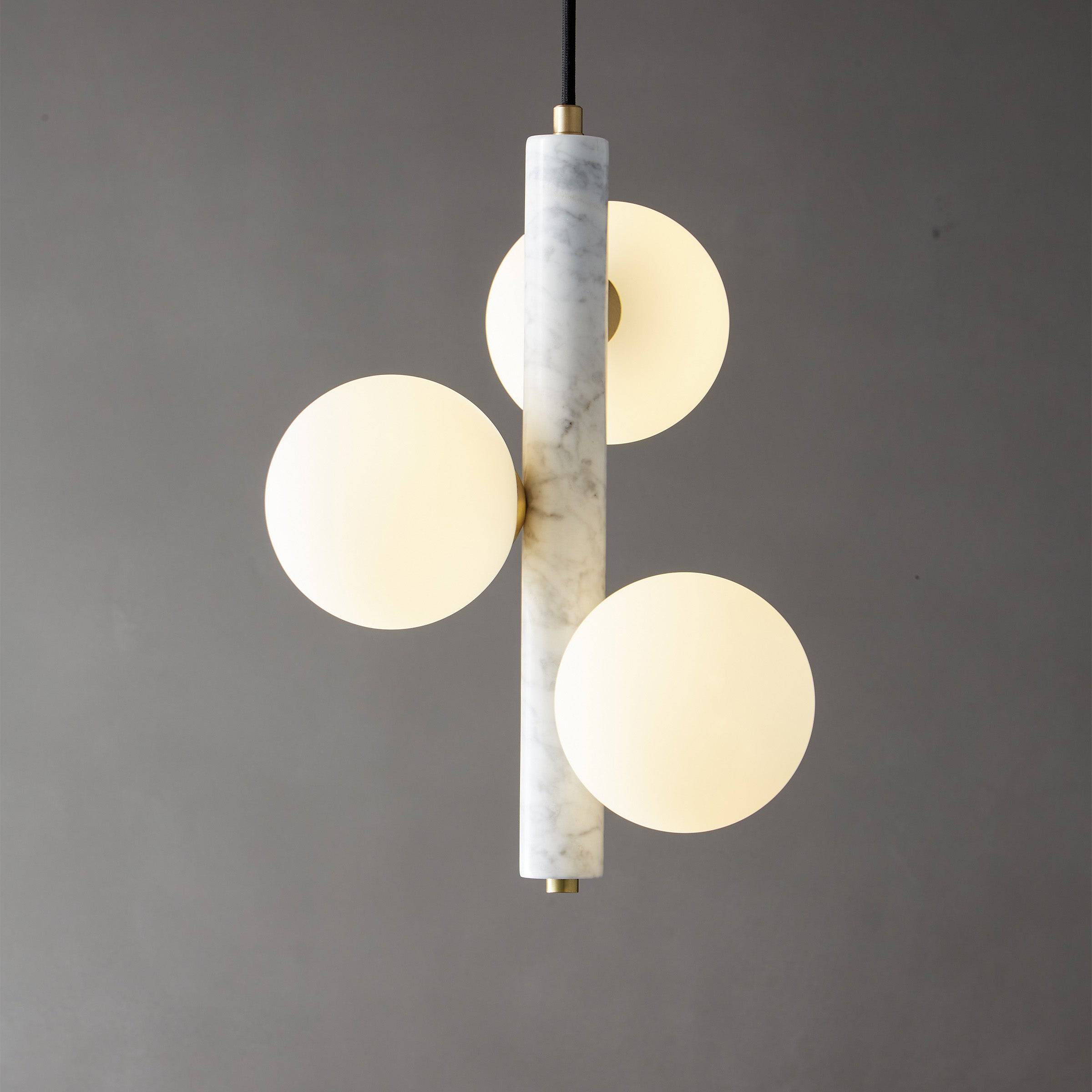 White Marble Pendant Lamp 7702-3-We -  Pendant Lamps - ebarza Furniture UAE | Shop Modern Furniture in Abu Dhabi & Dubai - مفروشات ايبازرا في الامارات | تسوق اثاث عصري وديكورات مميزة في دبي وابوظبي