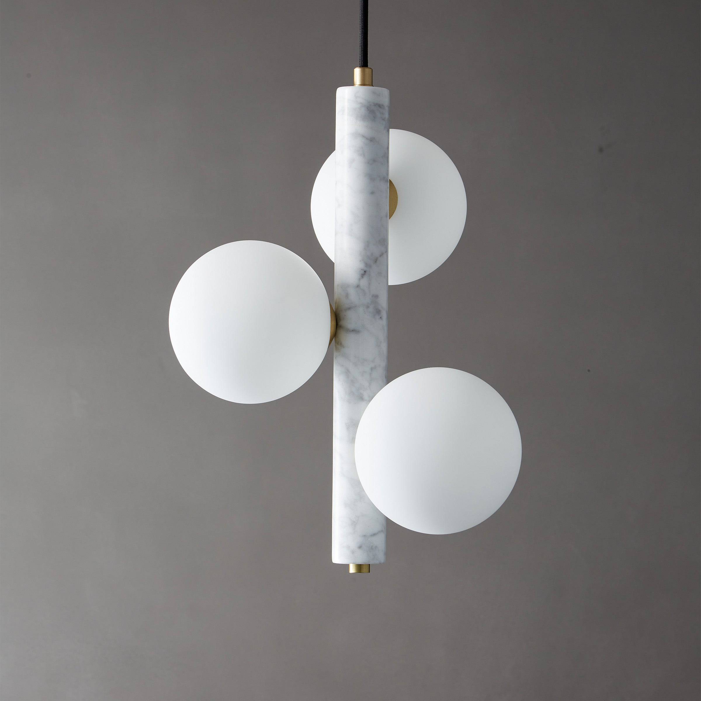 White Marble Pendant Lamp 7702-3-We -  Pendant Lamps - ebarza Furniture UAE | Shop Modern Furniture in Abu Dhabi & Dubai - مفروشات ايبازرا في الامارات | تسوق اثاث عصري وديكورات مميزة في دبي وابوظبي