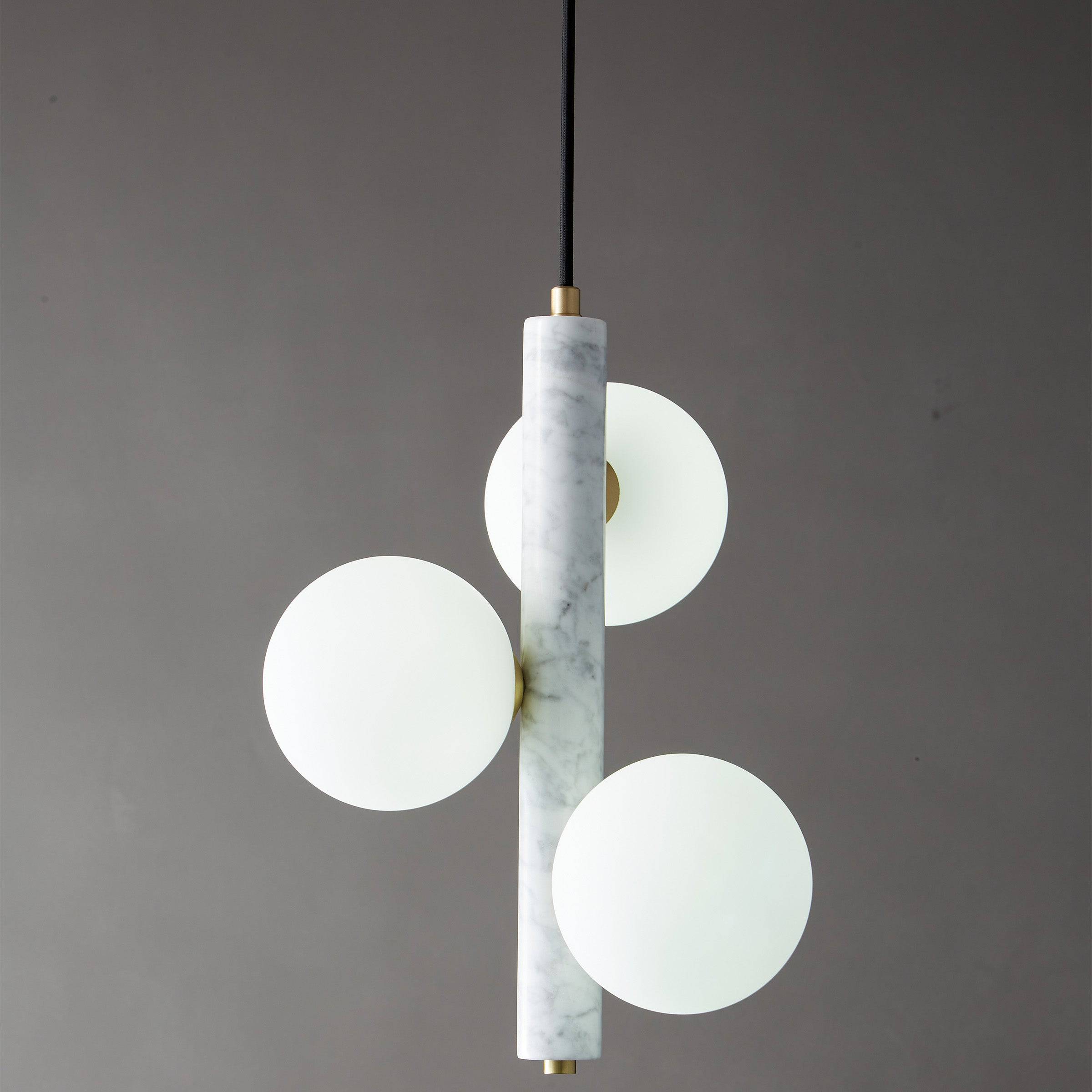 White Marble Pendant Lamp 7702-3-We -  Pendant Lamps - ebarza Furniture UAE | Shop Modern Furniture in Abu Dhabi & Dubai - مفروشات ايبازرا في الامارات | تسوق اثاث عصري وديكورات مميزة في دبي وابوظبي