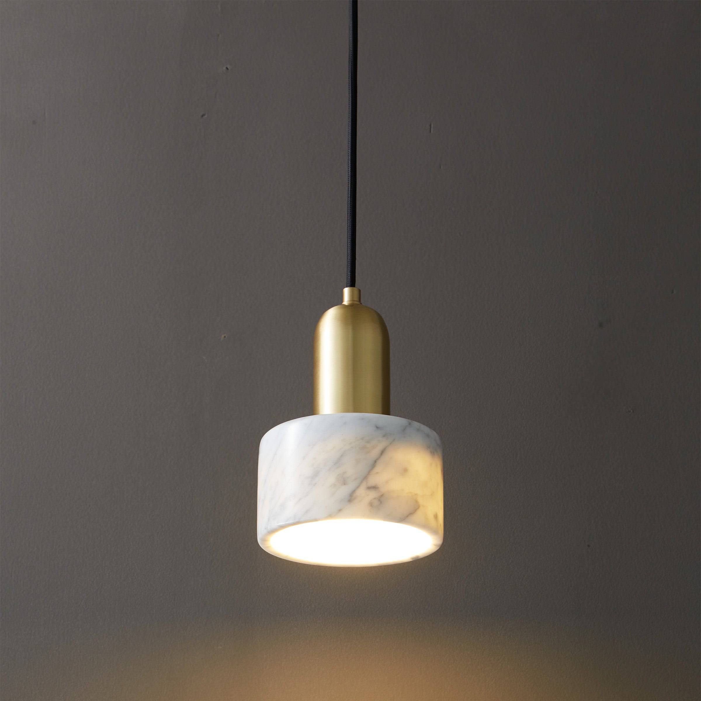 White Marble Pendant Lamp 7713-We -  Pendant Lamps - ebarza Furniture UAE | Shop Modern Furniture in Abu Dhabi & Dubai - مفروشات ايبازرا في الامارات | تسوق اثاث عصري وديكورات مميزة في دبي وابوظبي
