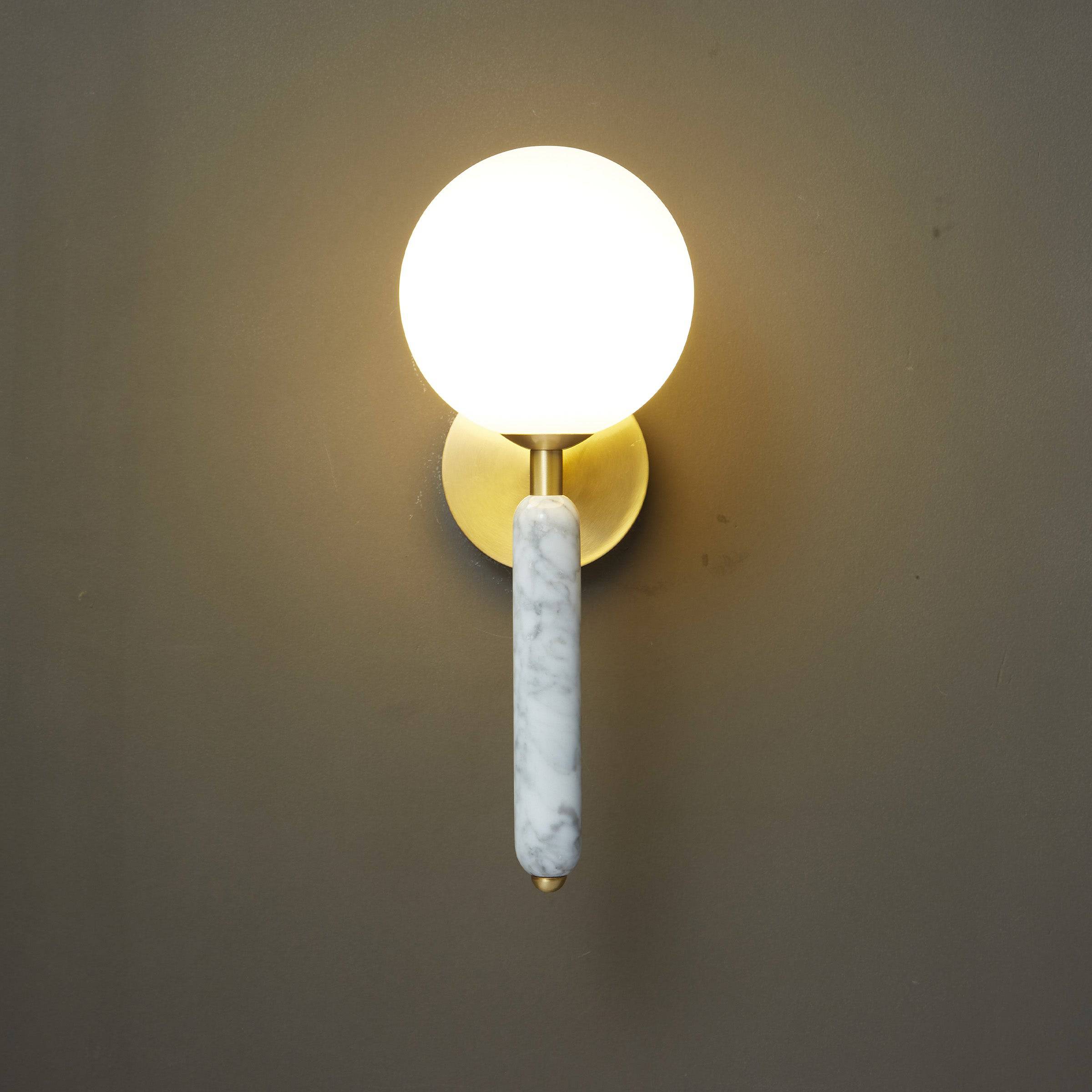 White Marble Wall Lamp 6602-We -  Wall Lamps - ebarza Furniture UAE | Shop Modern Furniture in Abu Dhabi & Dubai - مفروشات ايبازرا في الامارات | تسوق اثاث عصري وديكورات مميزة في دبي وابوظبي