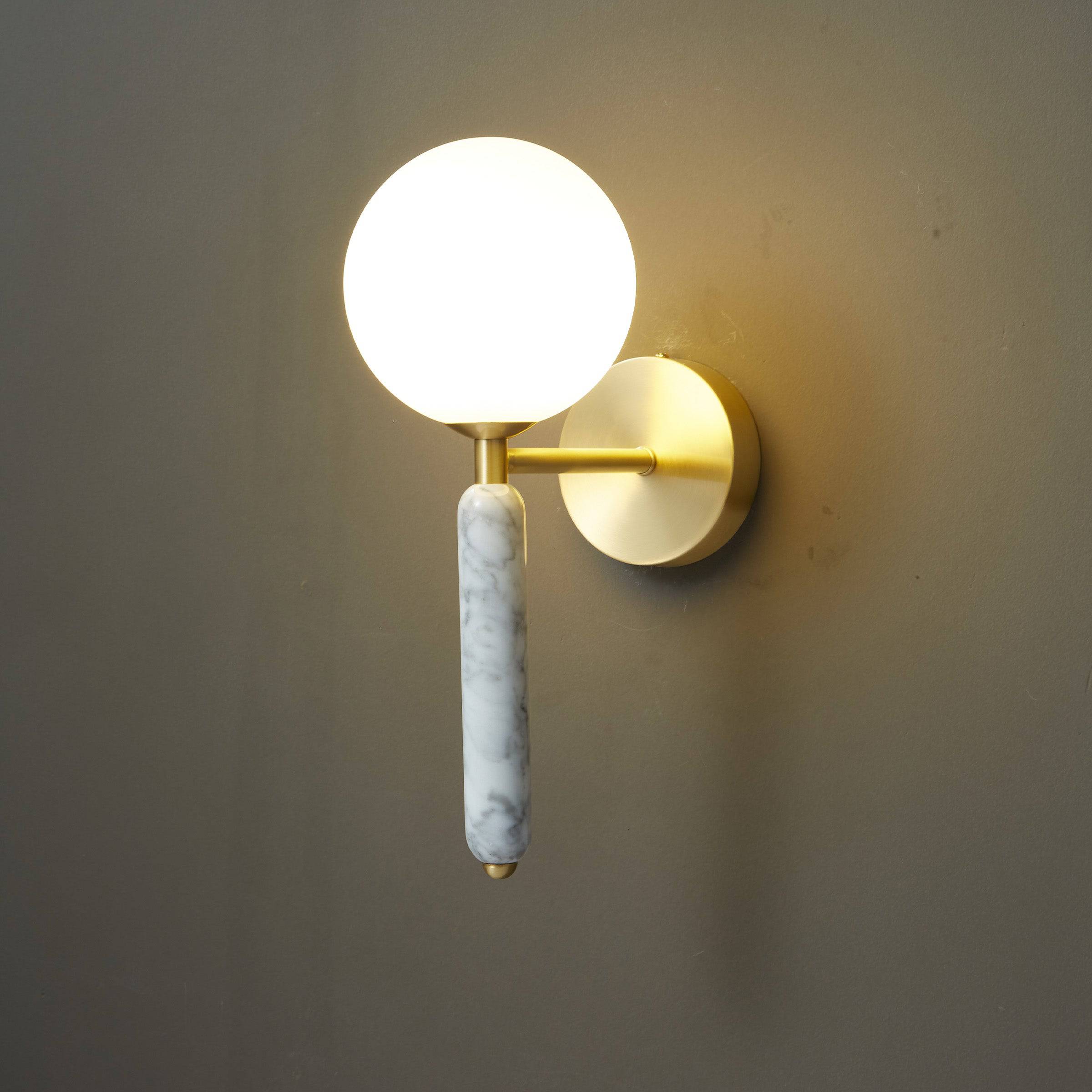 White Marble Wall Lamp 6602-We -  Wall Lamps - ebarza Furniture UAE | Shop Modern Furniture in Abu Dhabi & Dubai - مفروشات ايبازرا في الامارات | تسوق اثاث عصري وديكورات مميزة في دبي وابوظبي