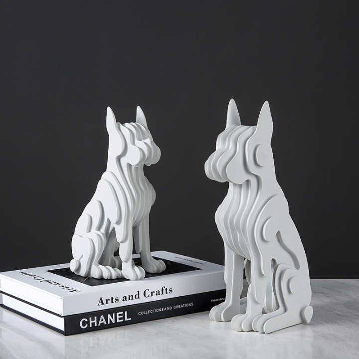 White Resin Abstract Dog Sculpture Fc-Sz2133A -  Home Decor Figurines - ebarza Furniture UAE | Shop Modern Furniture in Abu Dhabi & Dubai - مفروشات ايبازرا في الامارات | تسوق اثاث عصري وديكورات مميزة في دبي وابوظبي