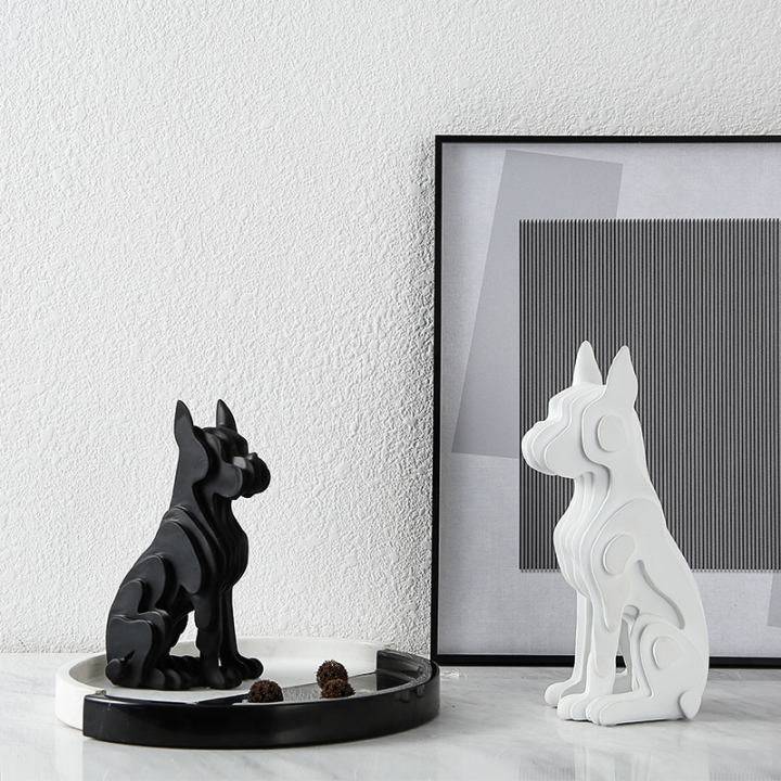 White Resin Abstract Dog Sculpture Fc-Sz2133A -  Home Decor Figurines - ebarza Furniture UAE | Shop Modern Furniture in Abu Dhabi & Dubai - مفروشات ايبازرا في الامارات | تسوق اثاث عصري وديكورات مميزة في دبي وابوظبي