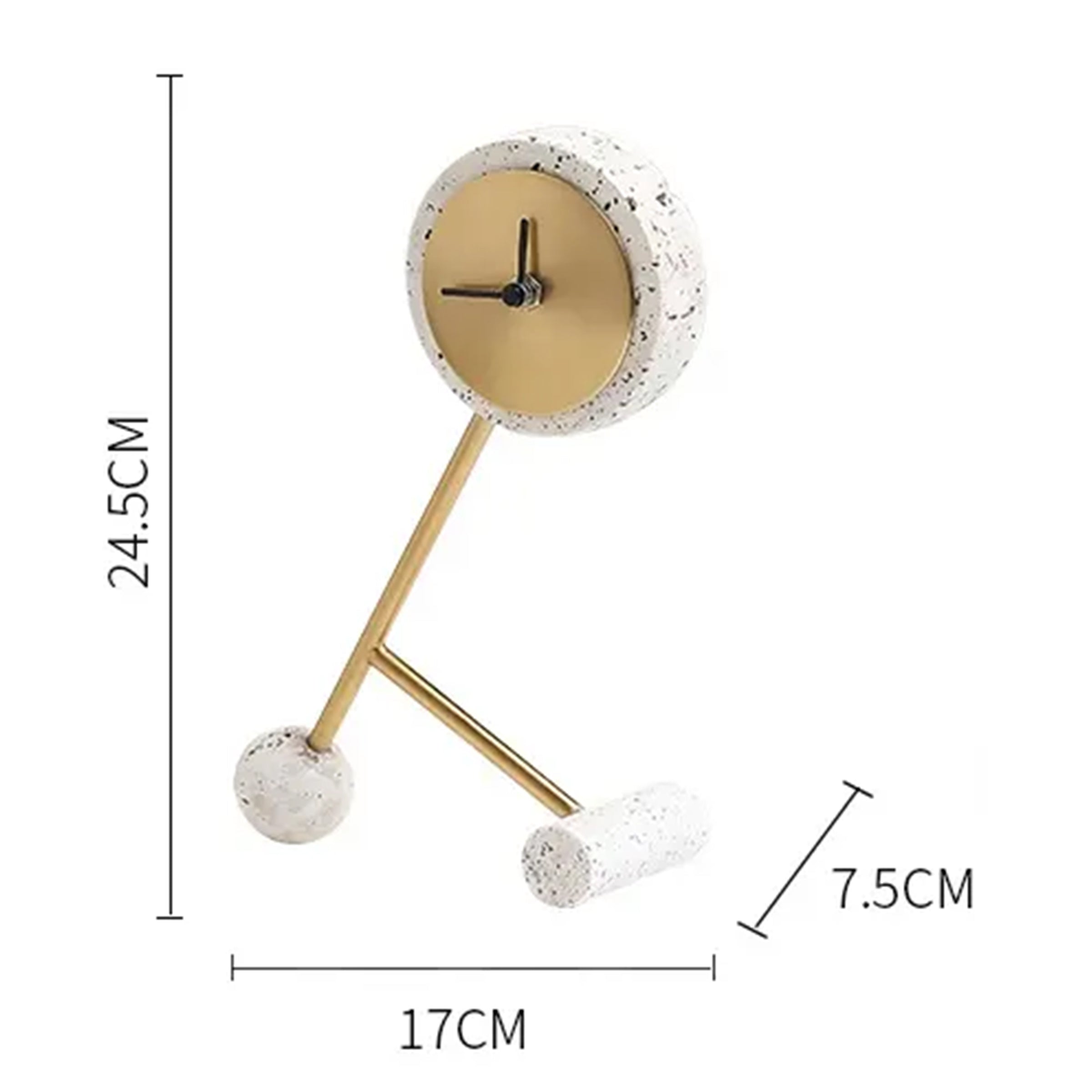 White Resin Clock With Gold Face FB-W22015A -  Clocks - ebarza Furniture UAE | Shop Modern Furniture in Abu Dhabi & Dubai - مفروشات ايبازرا في الامارات | تسوق اثاث عصري وديكورات مميزة في دبي وابوظبي