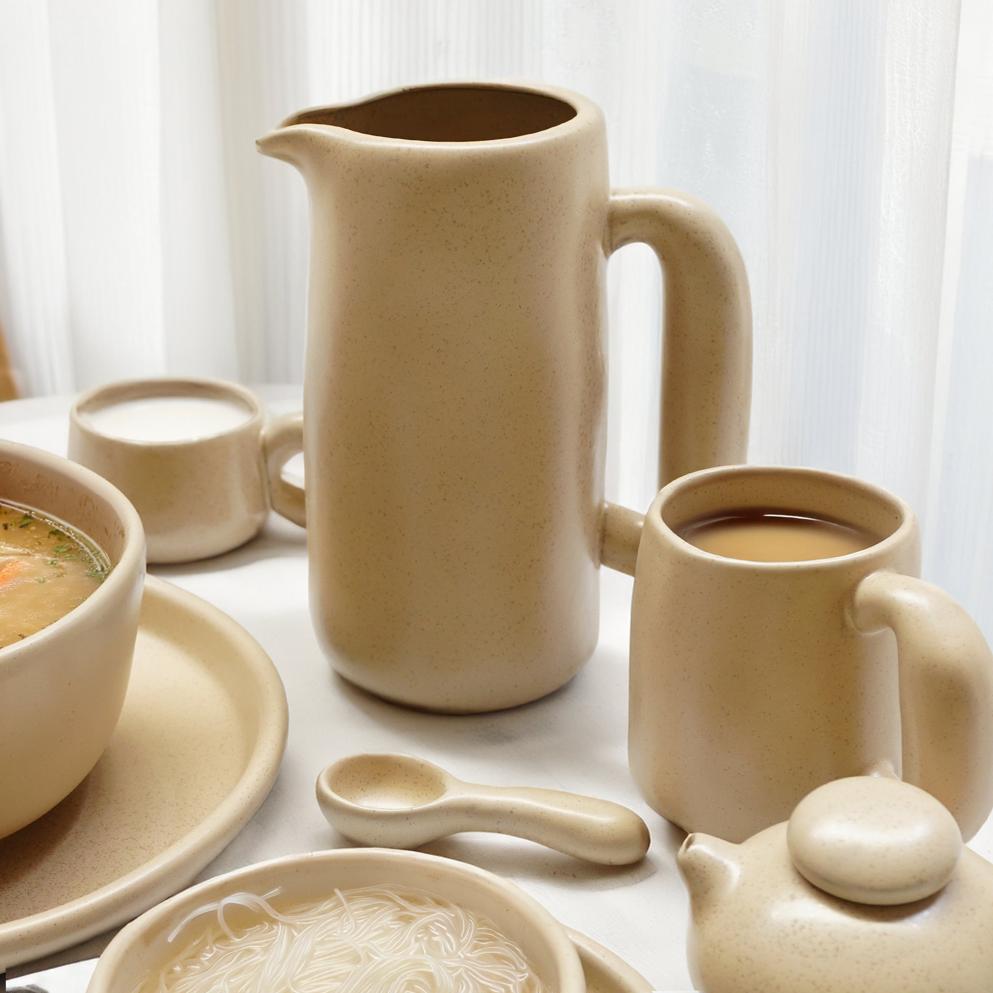 Asian Zen Ceramic Milk and Water Jug E711-K-06121 -  Drinkware - ebarza Furniture UAE | Shop Modern Furniture in Abu Dhabi & Dubai - مفروشات ايبازرا في الامارات | تسوق اثاث عصري وديكورات مميزة في دبي وابوظبي