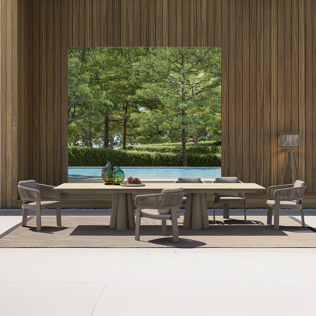 Clover Outdoor Extendable Dining Table With 2 Extensions - AM9032N45CER + AB5570N37ALU -  Outdoor Tables - ebarza Furniture UAE | Shop Modern Furniture in Abu Dhabi & Dubai - مفروشات ايبازرا في الامارات | تسوق اثاث عصري وديكورات مميزة في دبي وابوظبي