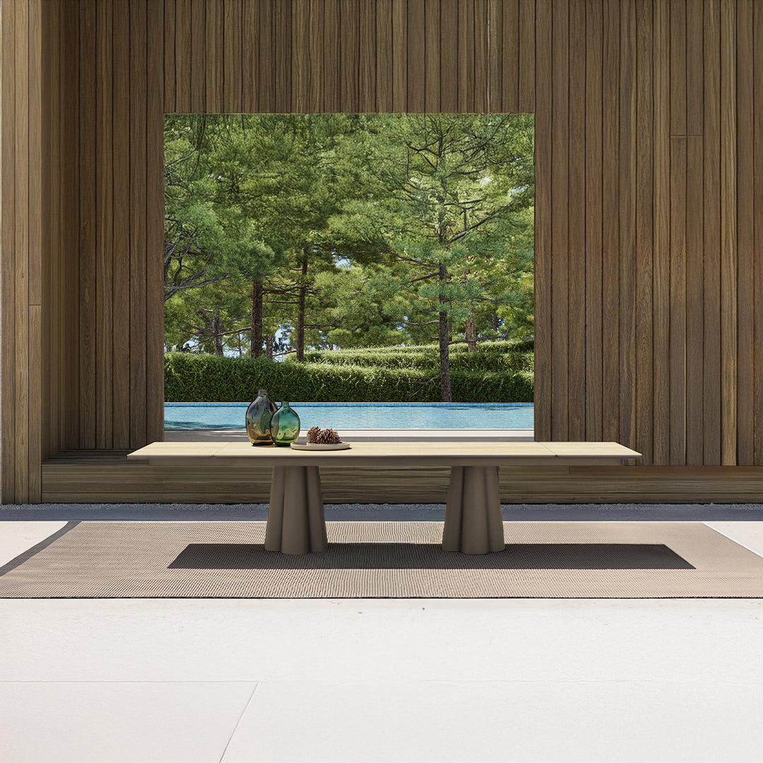Clover Outdoor Extendable Dining Table With 2 Extensions - AM9032N45CER + AB5570N37ALU -  Outdoor Tables - ebarza Furniture UAE | Shop Modern Furniture in Abu Dhabi & Dubai - مفروشات ايبازرا في الامارات | تسوق اثاث عصري وديكورات مميزة في دبي وابوظبي