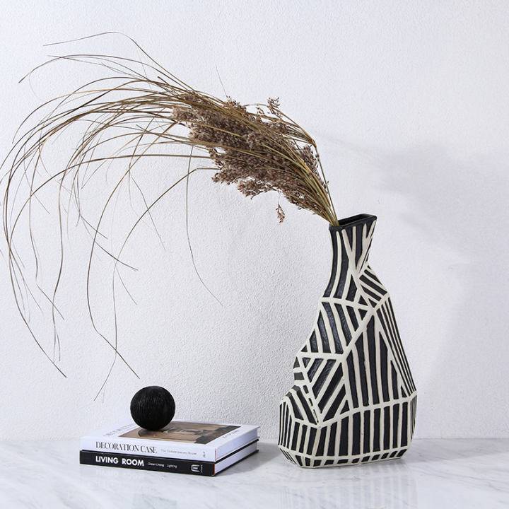 Zebra Hand Grinding Vase -B Fa-D21045B -  Vases - ebarza Furniture UAE | Shop Modern Furniture in Abu Dhabi & Dubai - مفروشات ايبازرا في الامارات | تسوق اثاث عصري وديكورات مميزة في دبي وابوظبي