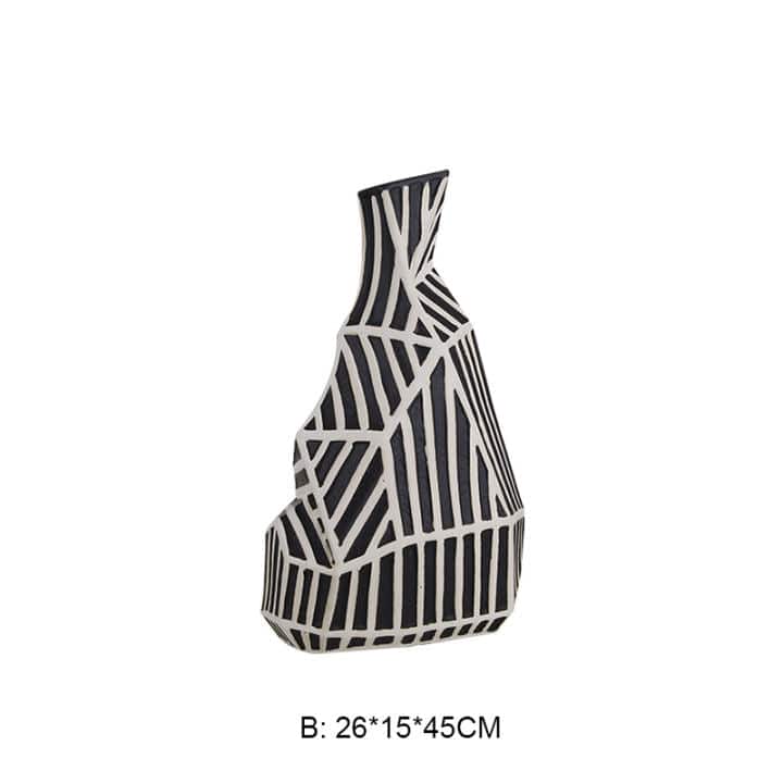 Zebra Hand Grinding Vase -B Fa-D21045B -  Vases - ebarza Furniture UAE | Shop Modern Furniture in Abu Dhabi & Dubai - مفروشات ايبازرا في الامارات | تسوق اثاث عصري وديكورات مميزة في دبي وابوظبي