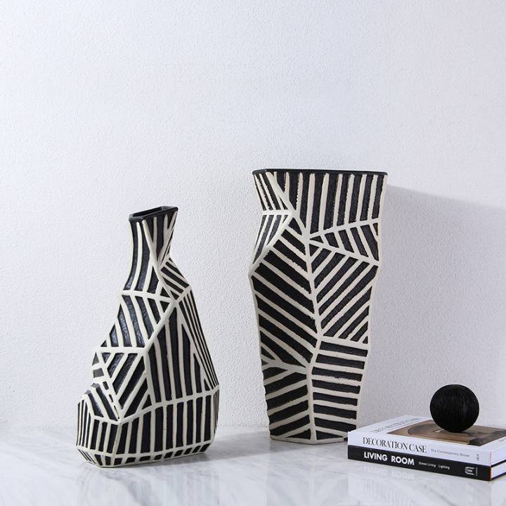 Zebra Hand Grinding Vase -B Fa-D21045B -  Vases - ebarza Furniture UAE | Shop Modern Furniture in Abu Dhabi & Dubai - مفروشات ايبازرا في الامارات | تسوق اثاث عصري وديكورات مميزة في دبي وابوظبي