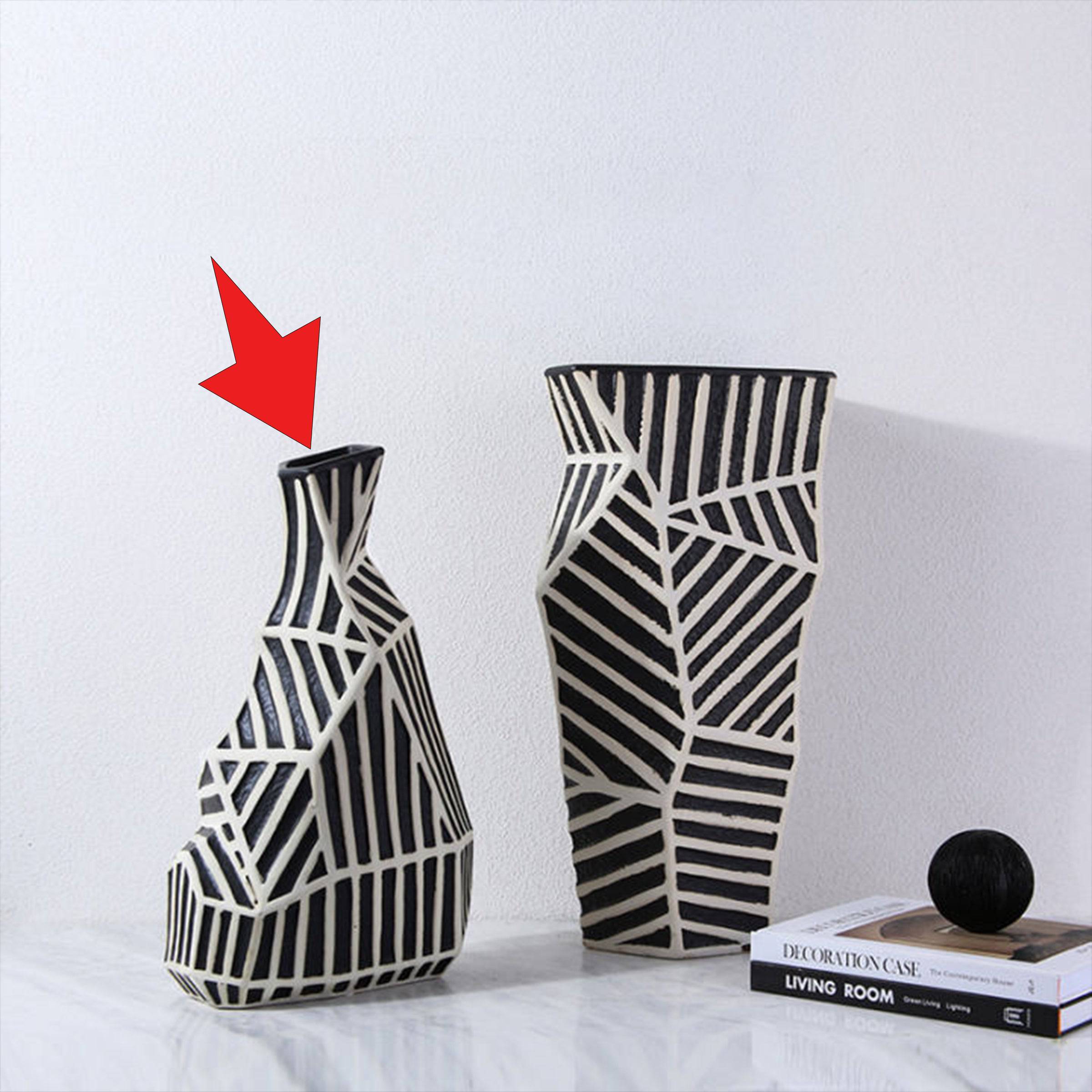 Zebra Hand Grinding Vase -B Fa-D21045B -  Vases - ebarza Furniture UAE | Shop Modern Furniture in Abu Dhabi & Dubai - مفروشات ايبازرا في الامارات | تسوق اثاث عصري وديكورات مميزة في دبي وابوظبي