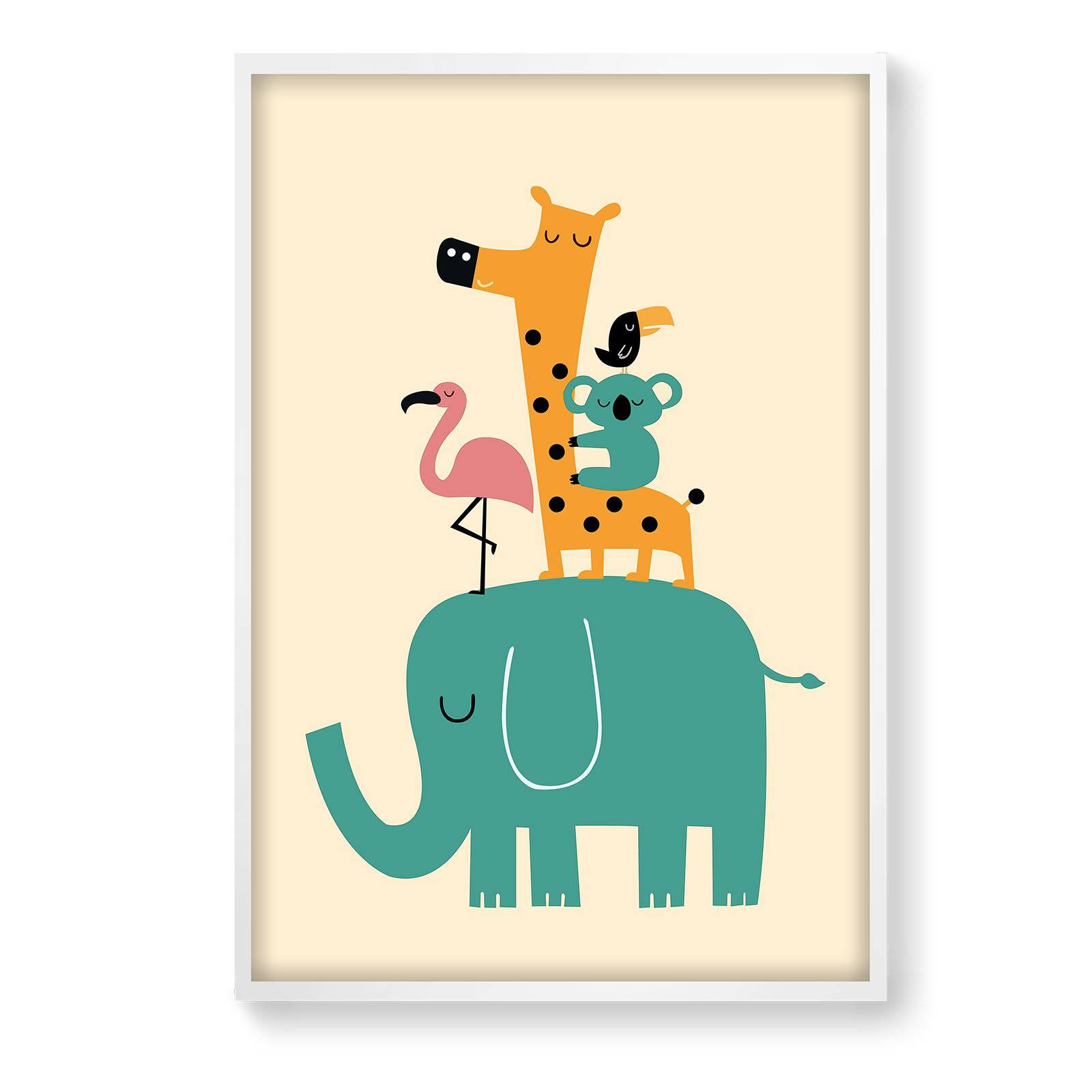 Zoo Friends Framed Graphic Art Print  Soapr0012 -  Paintings - ebarza Furniture UAE | Shop Modern Furniture in Abu Dhabi & Dubai - مفروشات ايبازرا في الامارات | تسوق اثاث عصري وديكورات مميزة في دبي وابوظبي