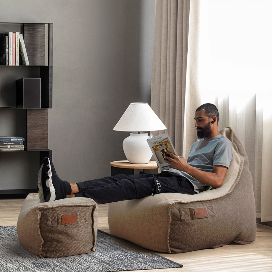 Pre-order 85 Days Delivery Olefin Beige Sunproof 100% Bean Bag With Ottoman 323-BB / 296-BB -  Bean Bag - ebarza Furniture UAE | Shop Modern Furniture in Abu Dhabi & Dubai - مفروشات ايبازرا في الامارات | تسوق اثاث عصري وديكورات مميزة في دبي وابوظبي
