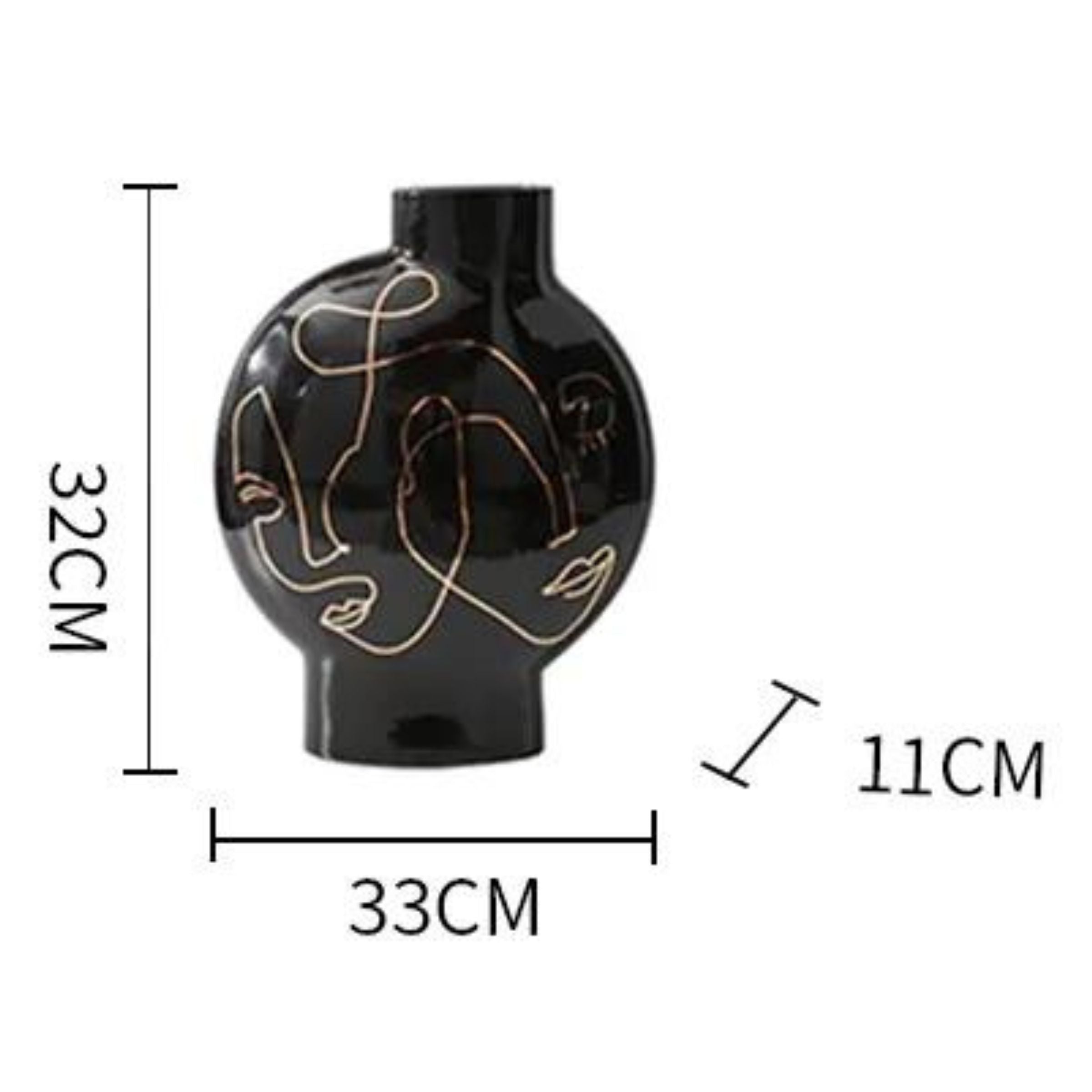 Black Hand Painted Vase-B Fa-D21103B -  Vases - ebarza Furniture UAE | Shop Modern Furniture in Abu Dhabi & Dubai - مفروشات ايبازرا في الامارات | تسوق اثاث عصري وديكورات مميزة في دبي وابوظبي