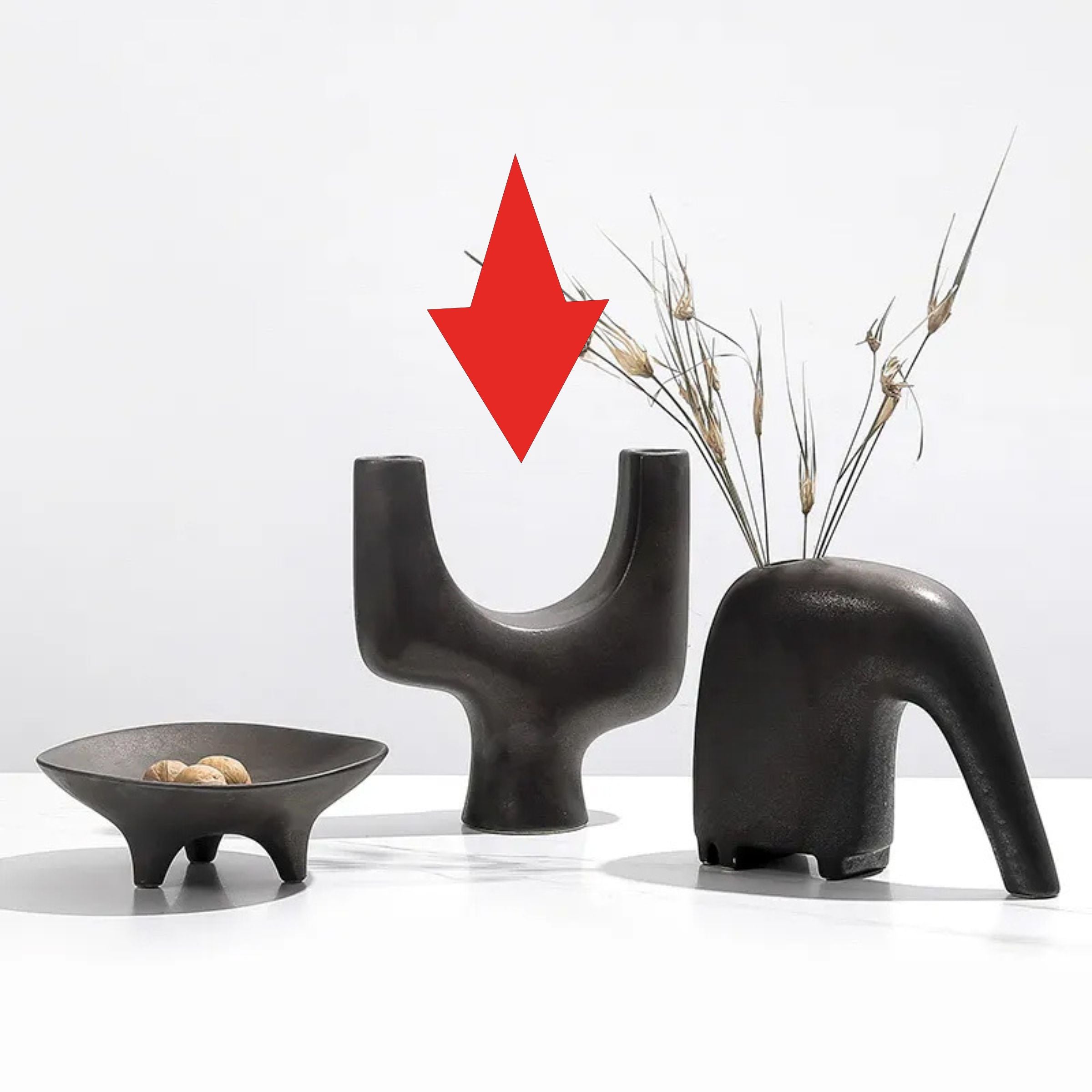 Oxidized Brown Ceramic Abstract Vase Fd-D22059 -  Vases - ebarza Furniture UAE | Shop Modern Furniture in Abu Dhabi & Dubai - مفروشات ايبازرا في الامارات | تسوق اثاث عصري وديكورات مميزة في دبي وابوظبي
