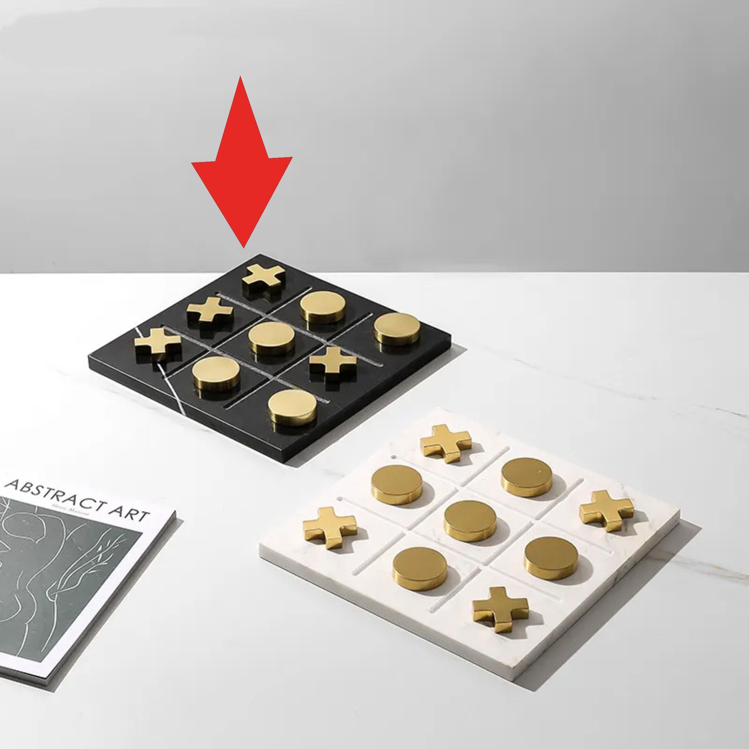 Black Marble Board Game With Gold Stainless Steel Pieces Fc-W2108A -  Home Decor Figurines - ebarza Furniture UAE | Shop Modern Furniture in Abu Dhabi & Dubai - مفروشات ايبازرا في الامارات | تسوق اثاث عصري وديكورات مميزة في دبي وابوظبي