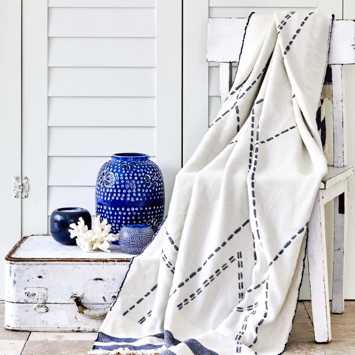 Karaca Home Costa Indigo Acrylic Throw 201.16.01.0129 -  Blankets - ebarza Furniture UAE | Shop Modern Furniture in Abu Dhabi & Dubai - مفروشات ايبازرا في الامارات | تسوق اثاث عصري وديكورات مميزة في دبي وابوظبي