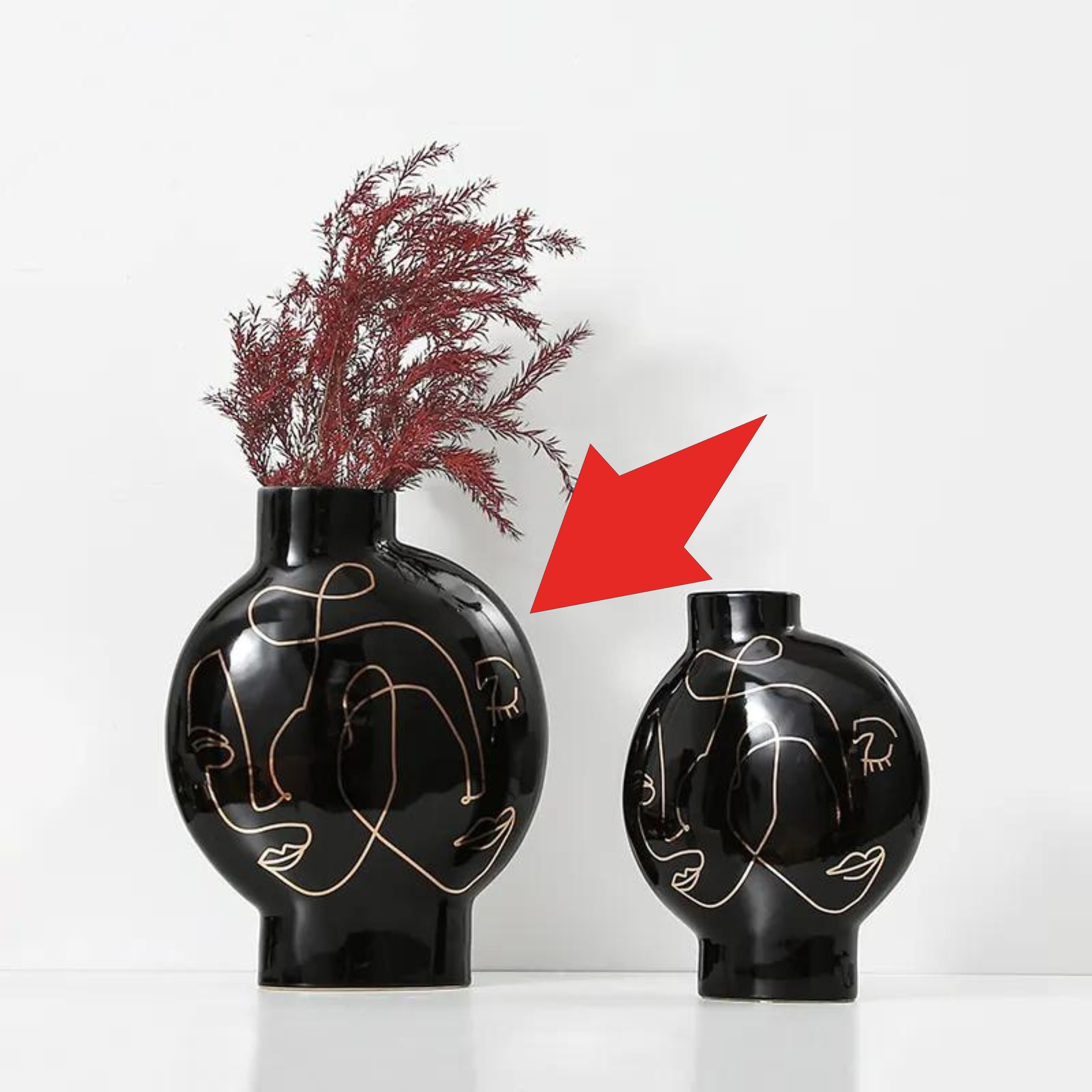 Black Hand Painted Vase-A Fa-D21103A -  Vases - ebarza Furniture UAE | Shop Modern Furniture in Abu Dhabi & Dubai - مفروشات ايبازرا في الامارات | تسوق اثاث عصري وديكورات مميزة في دبي وابوظبي