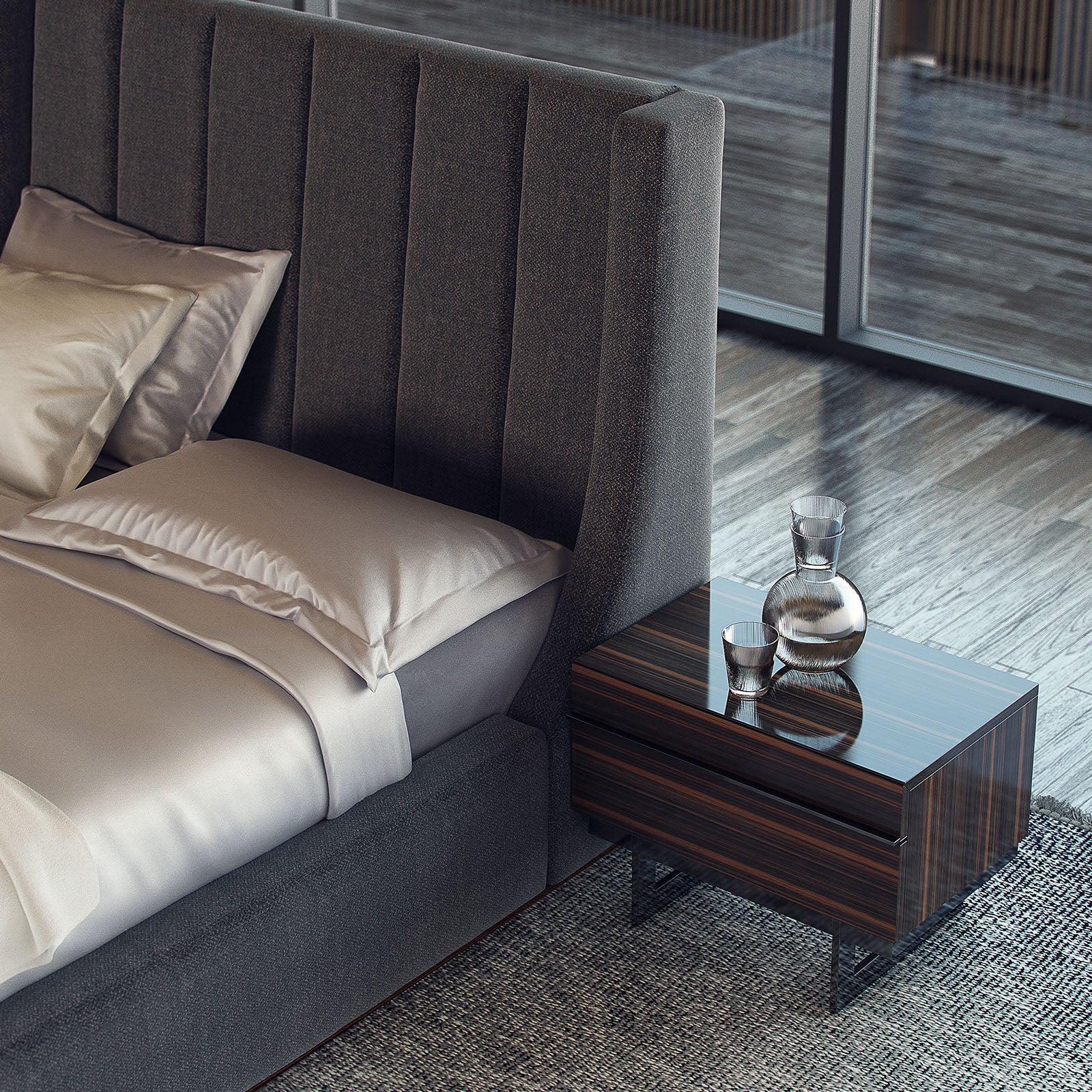 2X Prada Elegant Bedside Tables NLSEP-NS -  Bed Side Table - ebarza Furniture UAE | Shop Modern Furniture in Abu Dhabi & Dubai - مفروشات ايبازرا في الامارات | تسوق اثاث عصري وديكورات مميزة في دبي وابوظبي