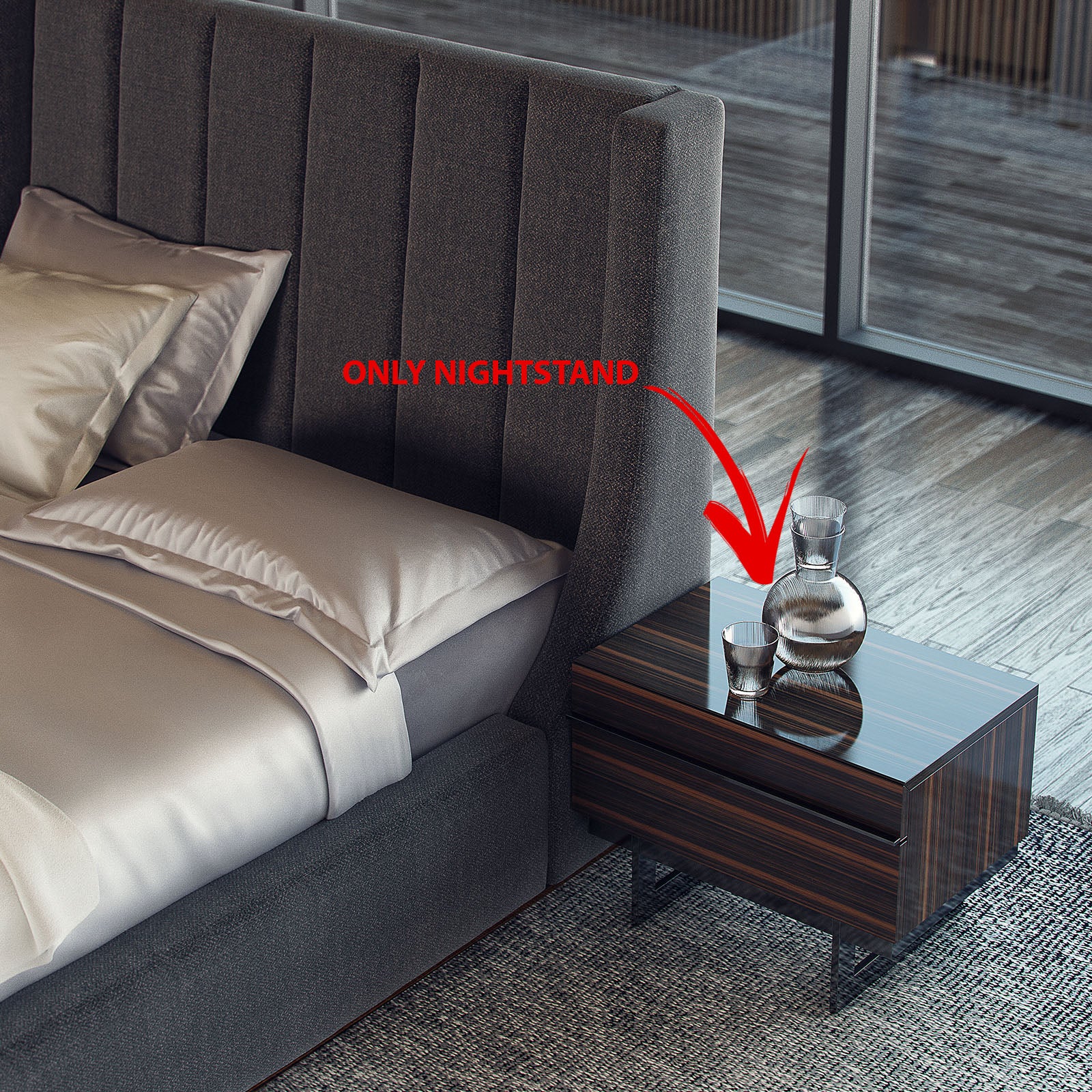 2X Prada Elegant Bedside Tables NLSEP-NS -  Bed Side Table - ebarza Furniture UAE | Shop Modern Furniture in Abu Dhabi & Dubai - مفروشات ايبازرا في الامارات | تسوق اثاث عصري وديكورات مميزة في دبي وابوظبي