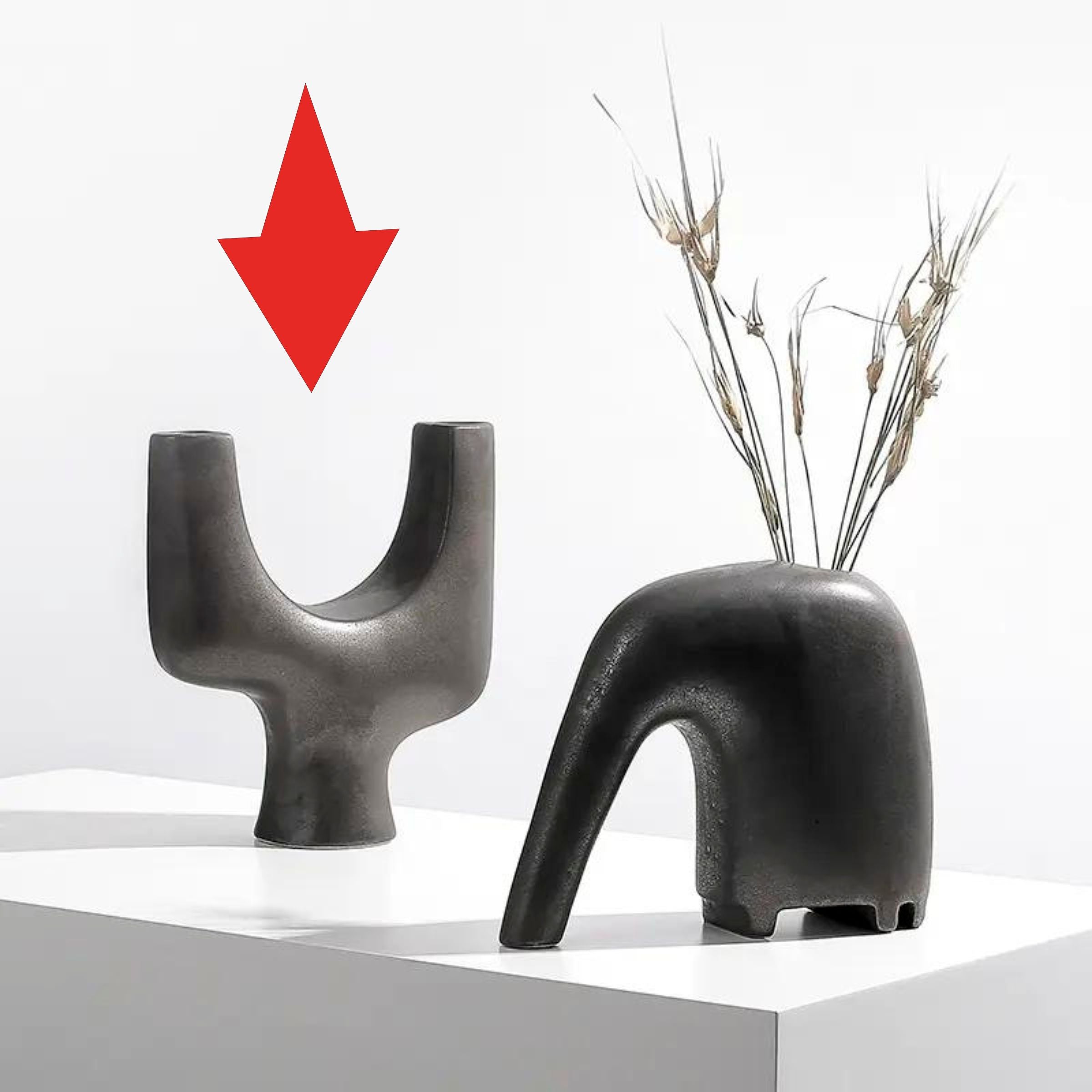 Oxidized Brown Ceramic Abstract Vase Fd-D22059 -  Vases - ebarza Furniture UAE | Shop Modern Furniture in Abu Dhabi & Dubai - مفروشات ايبازرا في الامارات | تسوق اثاث عصري وديكورات مميزة في دبي وابوظبي