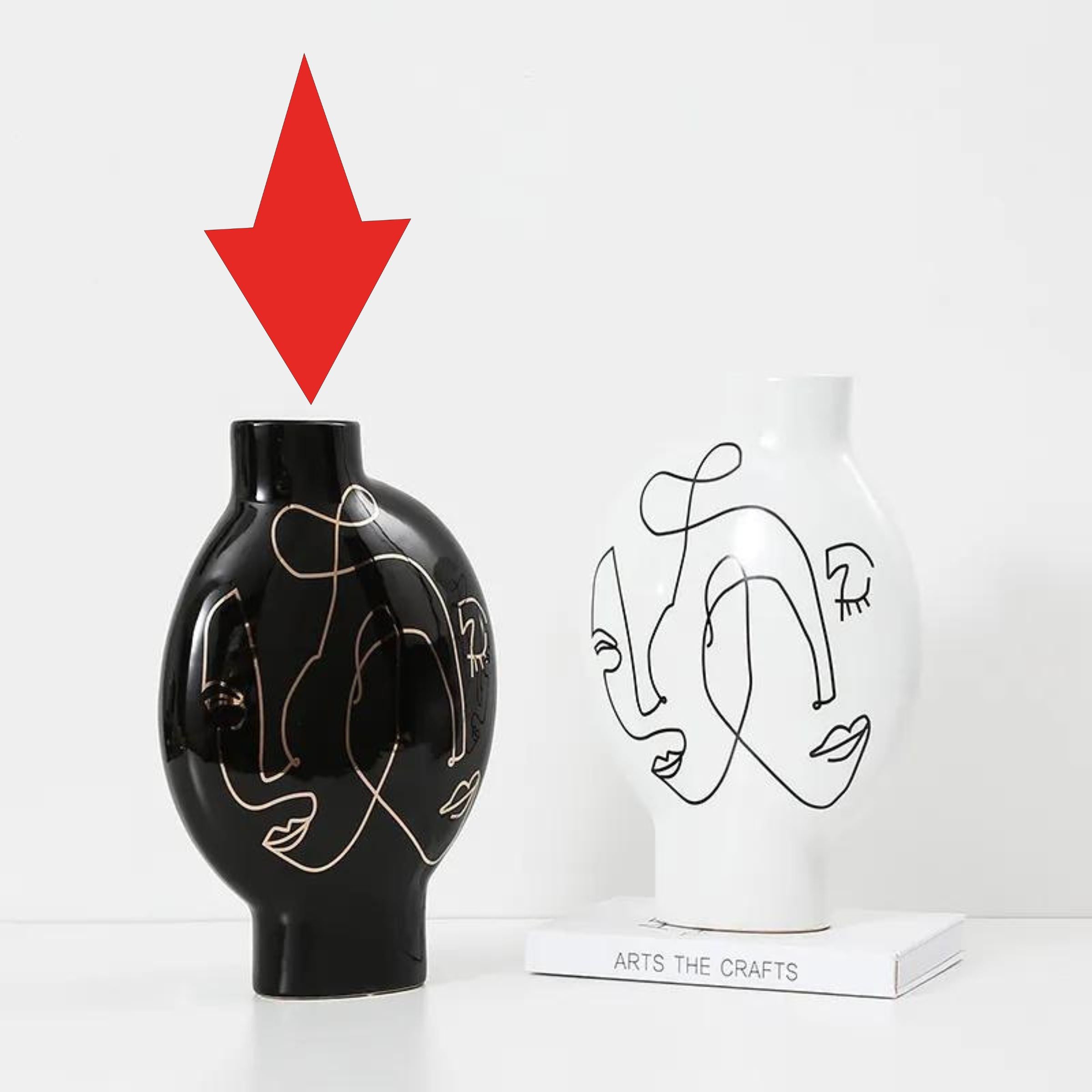 Black Hand Painted Vase-A Fa-D21103A -  Vases - ebarza Furniture UAE | Shop Modern Furniture in Abu Dhabi & Dubai - مفروشات ايبازرا في الامارات | تسوق اثاث عصري وديكورات مميزة في دبي وابوظبي
