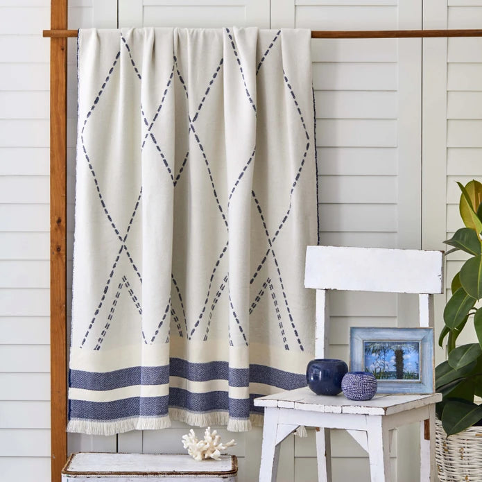 Karaca Home Costa Indigo Acrylic Throw 201.16.01.0129 -  Blankets - ebarza Furniture UAE | Shop Modern Furniture in Abu Dhabi & Dubai - مفروشات ايبازرا في الامارات | تسوق اثاث عصري وديكورات مميزة في دبي وابوظبي