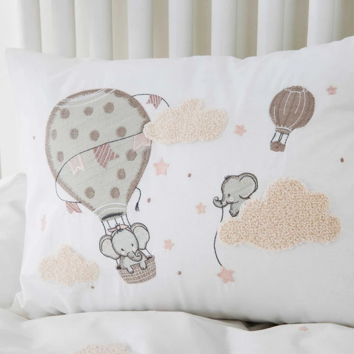Karaca Home Elephant Sky Pink 100% Cotton Embroidered Private Baby Set 200.20.01.0177 -  Bedding - ebarza Furniture UAE | Shop Modern Furniture in Abu Dhabi & Dubai - مفروشات ايبازرا في الامارات | تسوق اثاث عصري وديكورات مميزة في دبي وابوظبي