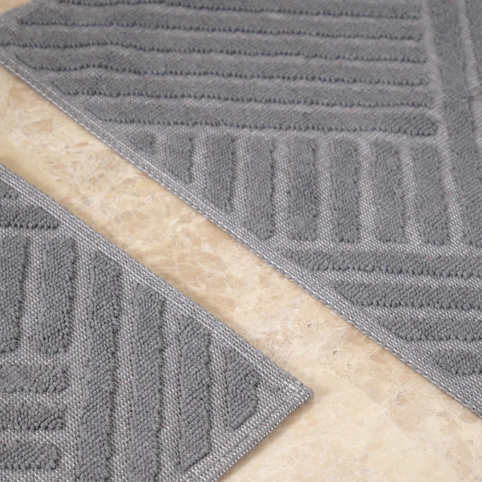 Karaca Home Kelly Line Gray Mop Set 200.21.01.0232 -  Bath Mats - ebarza Furniture UAE | Shop Modern Furniture in Abu Dhabi & Dubai - مفروشات ايبازرا في الامارات | تسوق اثاث عصري وديكورات مميزة في دبي وابوظبي