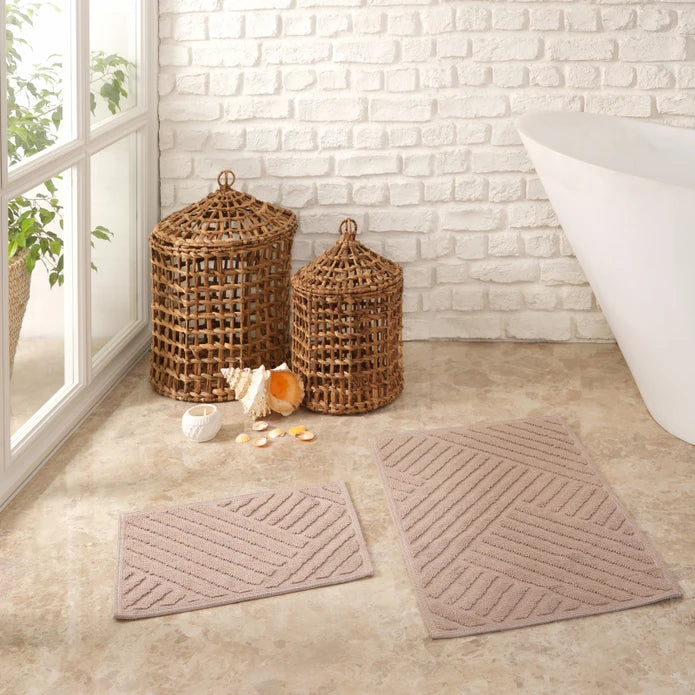 Karaca Home Kelly Line Beige Mop Set 200.21.01.0236 -  Bath Mats - ebarza Furniture UAE | Shop Modern Furniture in Abu Dhabi & Dubai - مفروشات ايبازرا في الامارات | تسوق اثاث عصري وديكورات مميزة في دبي وابوظبي