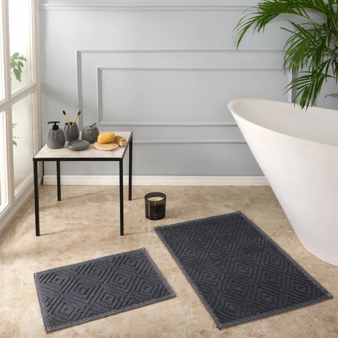 Karaca Home Kelly Esta Anthracite Mop Set 200.21.01.0257 -  Bath Mats - ebarza Furniture UAE | Shop Modern Furniture in Abu Dhabi & Dubai - مفروشات ايبازرا في الامارات | تسوق اثاث عصري وديكورات مميزة في دبي وابوظبي