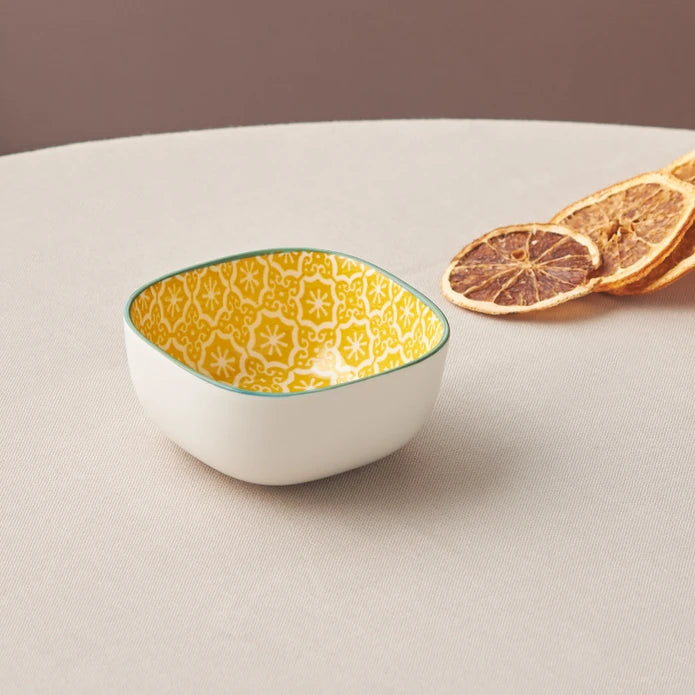Karaca Floral Yellow Square Snack Bowl 10 cm 153.03.08.2982 -  Bowls - ebarza Furniture UAE | Shop Modern Furniture in Abu Dhabi & Dubai - مفروشات ايبازرا في الامارات | تسوق اثاث عصري وديكورات مميزة في دبي وابوظبي