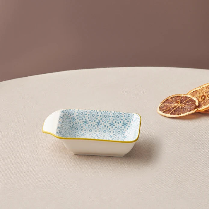 Karaca Floral Blue Rectangle Cookie/Sauce Bowl 10 cm 153.03.08.2992 -  Bowls - ebarza Furniture UAE | Shop Modern Furniture in Abu Dhabi & Dubai - مفروشات ايبازرا في الامارات | تسوق اثاث عصري وديكورات مميزة في دبي وابوظبي