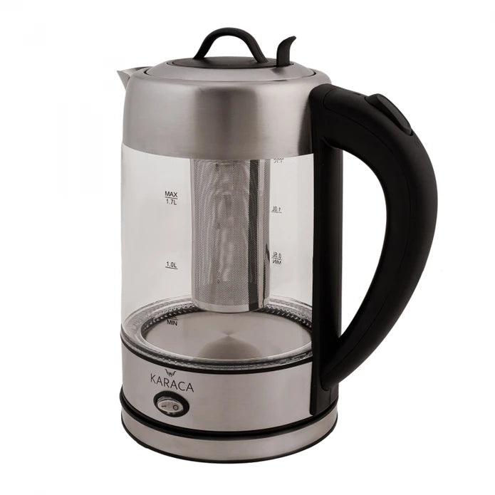 Karaca Glass Herbal Tea Maker With Led Lighting Inox 2202 153.01.06.1780/153.01.06.4887 -  Kitchen Appliances - ebarza Furniture UAE | Shop Modern Furniture in Abu Dhabi & Dubai - مفروشات ايبازرا في الامارات | تسوق اثاث عصري وديكورات مميزة في دبي وابوظبي