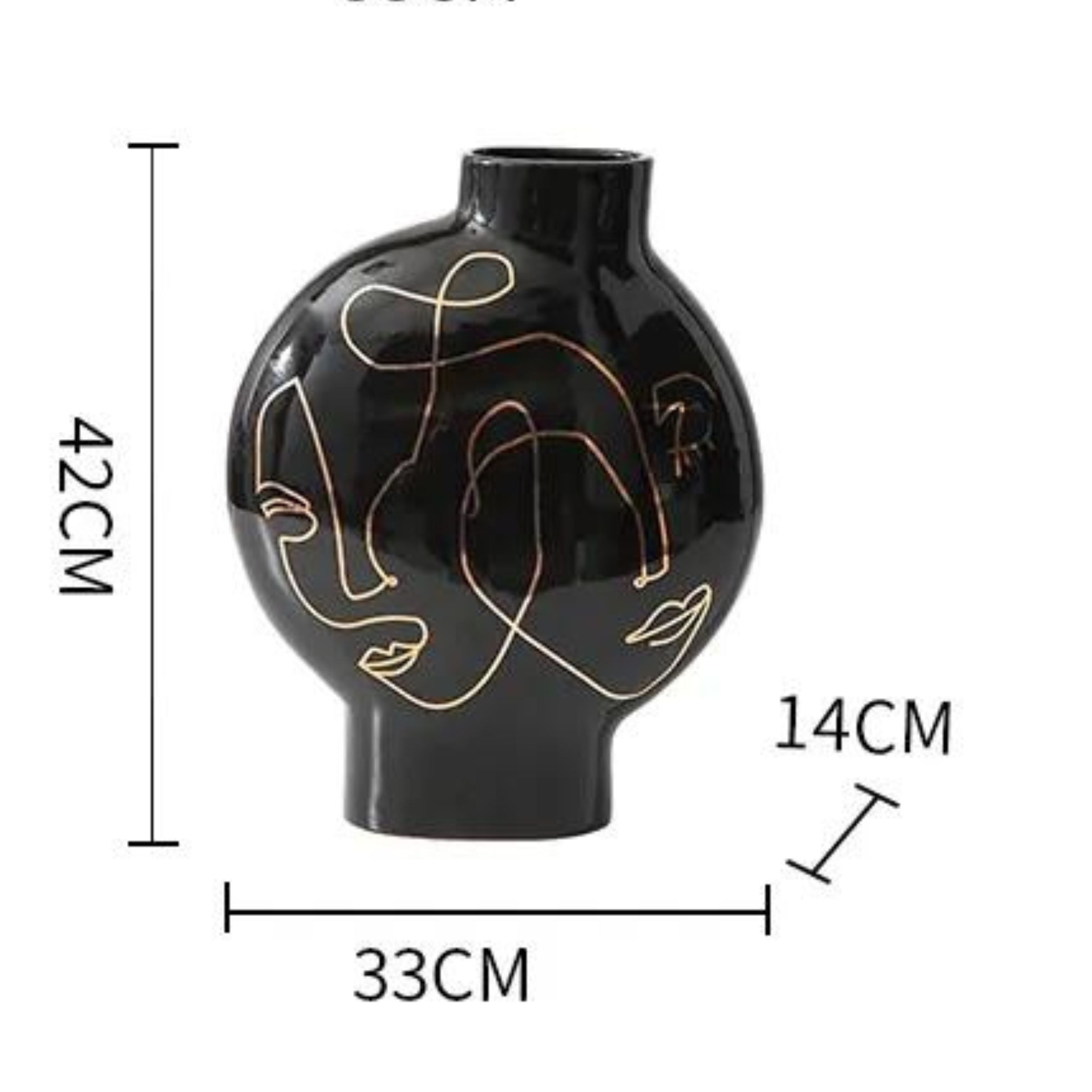 Black Hand Painted Vase-A Fa-D21103A -  Vases - ebarza Furniture UAE | Shop Modern Furniture in Abu Dhabi & Dubai - مفروشات ايبازرا في الامارات | تسوق اثاث عصري وديكورات مميزة في دبي وابوظبي