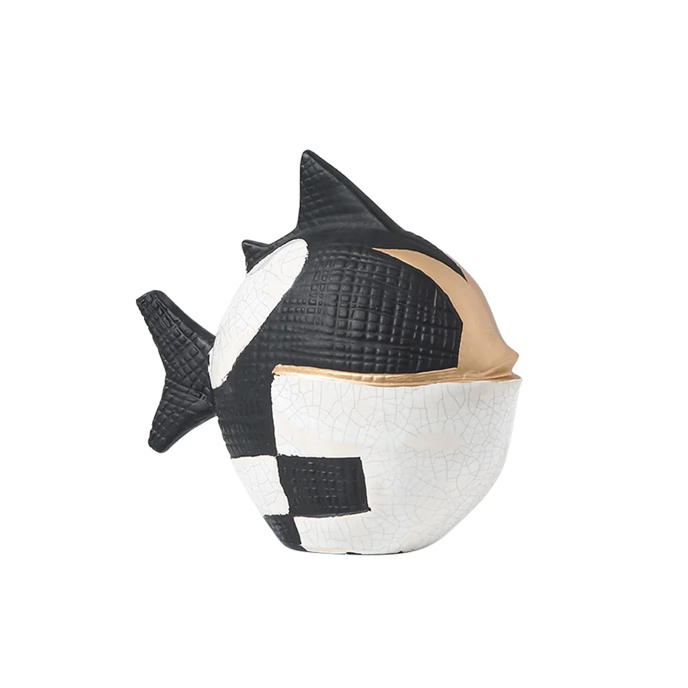Black, White & Gold Ceramic Puffer Fish Fa-D22025 -  Home Decor Figurines - ebarza Furniture UAE | Shop Modern Furniture in Abu Dhabi & Dubai - مفروشات ايبازرا في الامارات | تسوق اثاث عصري وديكورات مميزة في دبي وابوظبي
