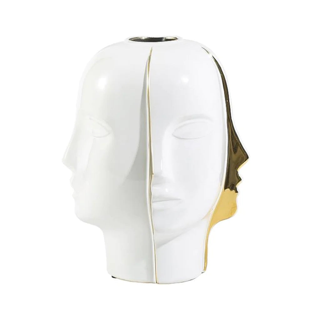 Gold Face Vase FA-D22133 -  Vases - ebarza Furniture UAE | Shop Modern Furniture in Abu Dhabi & Dubai - مفروشات ايبازرا في الامارات | تسوق اثاث عصري وديكورات مميزة في دبي وابوظبي