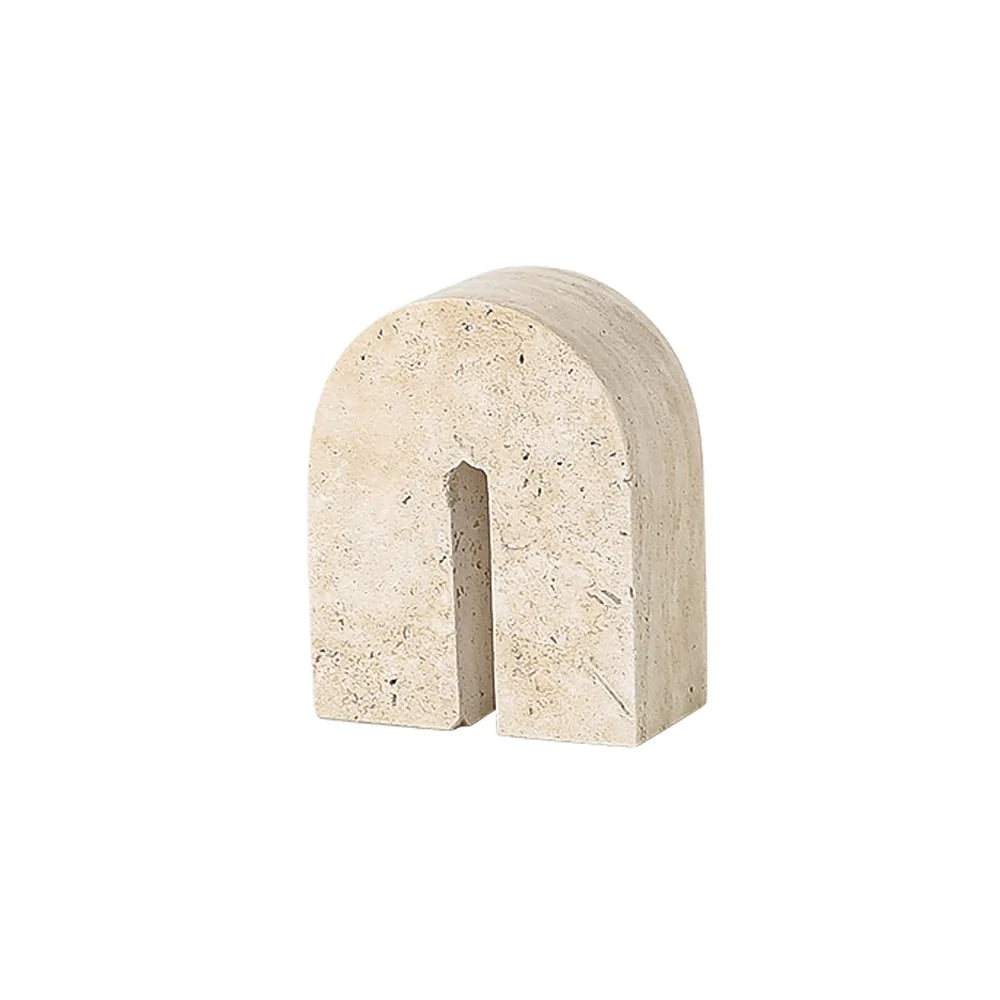 Beige Travertine Arch - Short Fb-T2208B -  Home Decor Figurines - ebarza Furniture UAE | Shop Modern Furniture in Abu Dhabi & Dubai - مفروشات ايبازرا في الامارات | تسوق اثاث عصري وديكورات مميزة في دبي وابوظبي