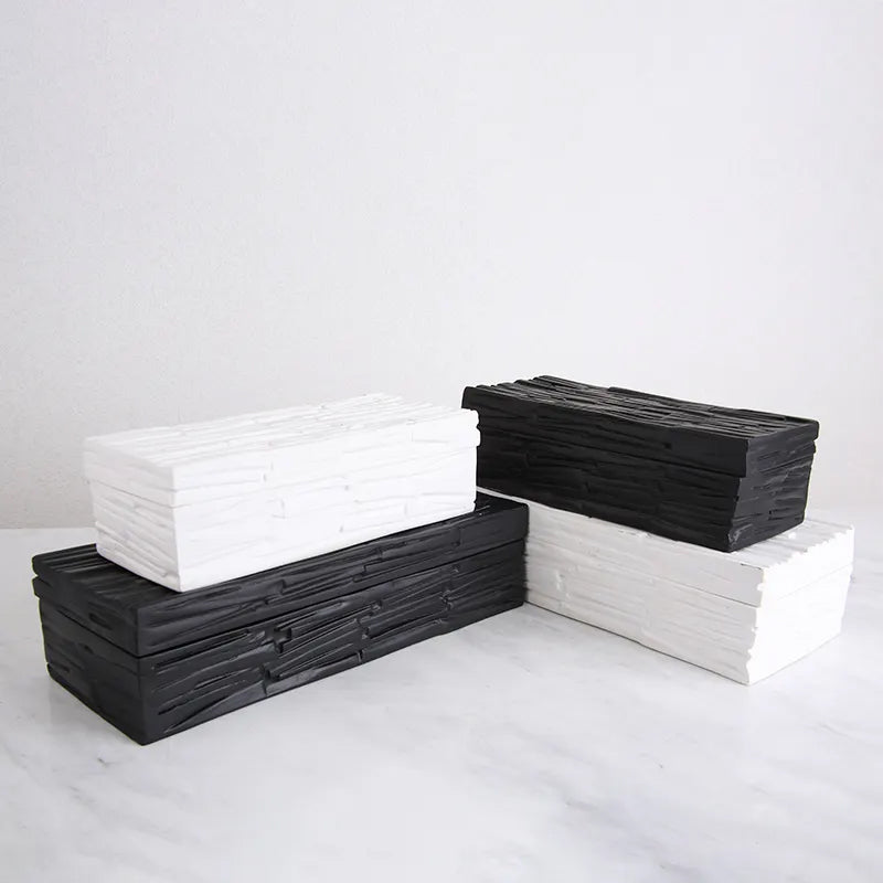 Black Resin Decorative Box-B Fc-Sz2023B -  Decorative Boxes - ebarza Furniture UAE | Shop Modern Furniture in Abu Dhabi & Dubai - مفروشات ايبازرا في الامارات | تسوق اثاث عصري وديكورات مميزة في دبي وابوظبي