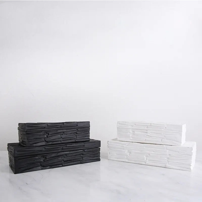 White Resin Decorative Box-A Fc-Sz2022A -  Decorative Boxes - ebarza Furniture UAE | Shop Modern Furniture in Abu Dhabi & Dubai - مفروشات ايبازرا في الامارات | تسوق اثاث عصري وديكورات مميزة في دبي وابوظبي