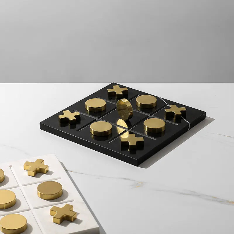 Black Marble Board Game With Gold Stainless Steel Pieces Fc-W2108A -  Home Decor Figurines - ebarza Furniture UAE | Shop Modern Furniture in Abu Dhabi & Dubai - مفروشات ايبازرا في الامارات | تسوق اثاث عصري وديكورات مميزة في دبي وابوظبي