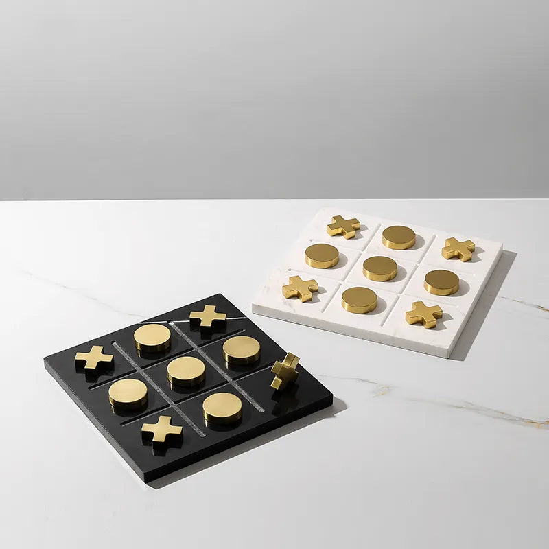 Black Marble Board Game With Gold Stainless Steel Pieces Fc-W2108A -  Home Decor Figurines - ebarza Furniture UAE | Shop Modern Furniture in Abu Dhabi & Dubai - مفروشات ايبازرا في الامارات | تسوق اثاث عصري وديكورات مميزة في دبي وابوظبي