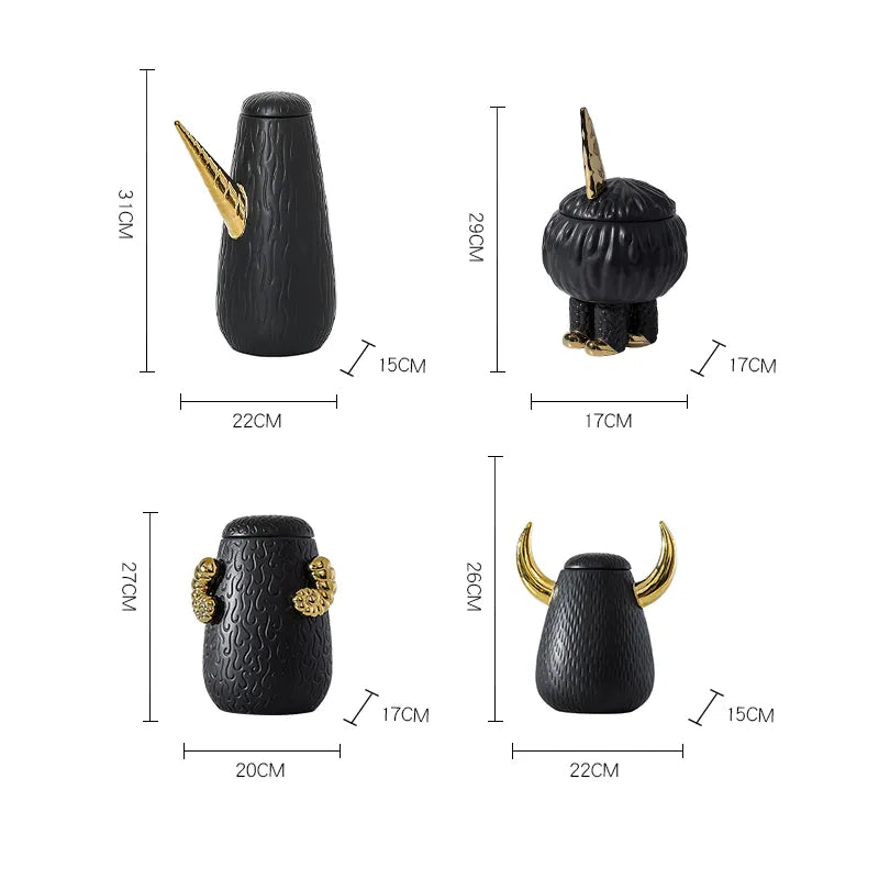 Black Multi Leg Decorative Jar-A Fa-D21078B -  Vases - ebarza Furniture UAE | Shop Modern Furniture in Abu Dhabi & Dubai - مفروشات ايبازرا في الامارات | تسوق اثاث عصري وديكورات مميزة في دبي وابوظبي